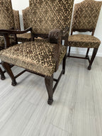 Victorian Carved Mahogany Clawfoot Extension Table with 6 Upholstered Chairs