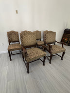 Victorian Carved Mahogany Clawfoot Extension Table with 6 Upholstered Chairs