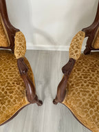 Vintage Louis XV Style Arm Chairs in Velvety Damask Upholstery - A Pair