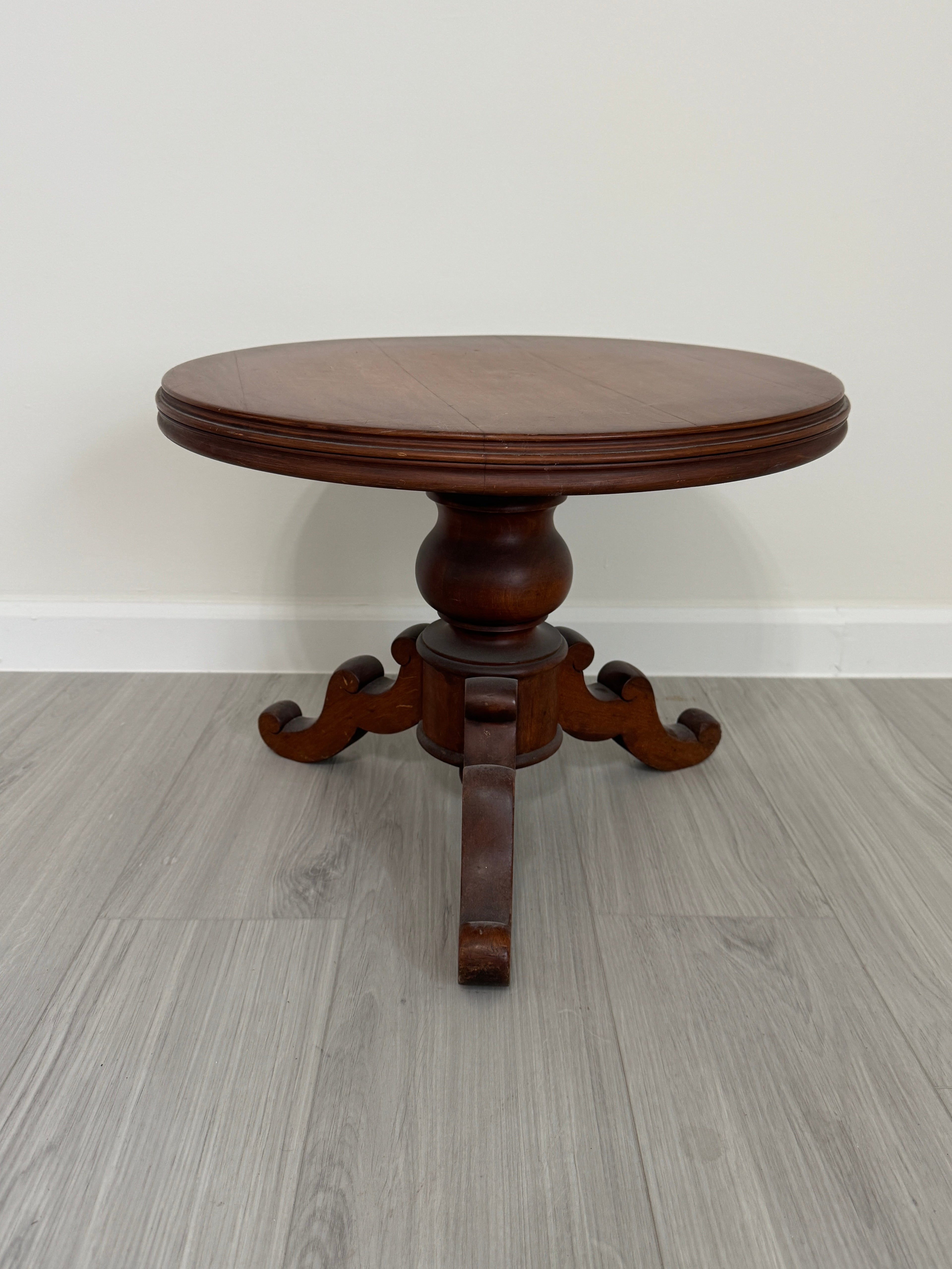 Antique Victorian Pedestal Parlor Side Table - Short Table or Plant Stand