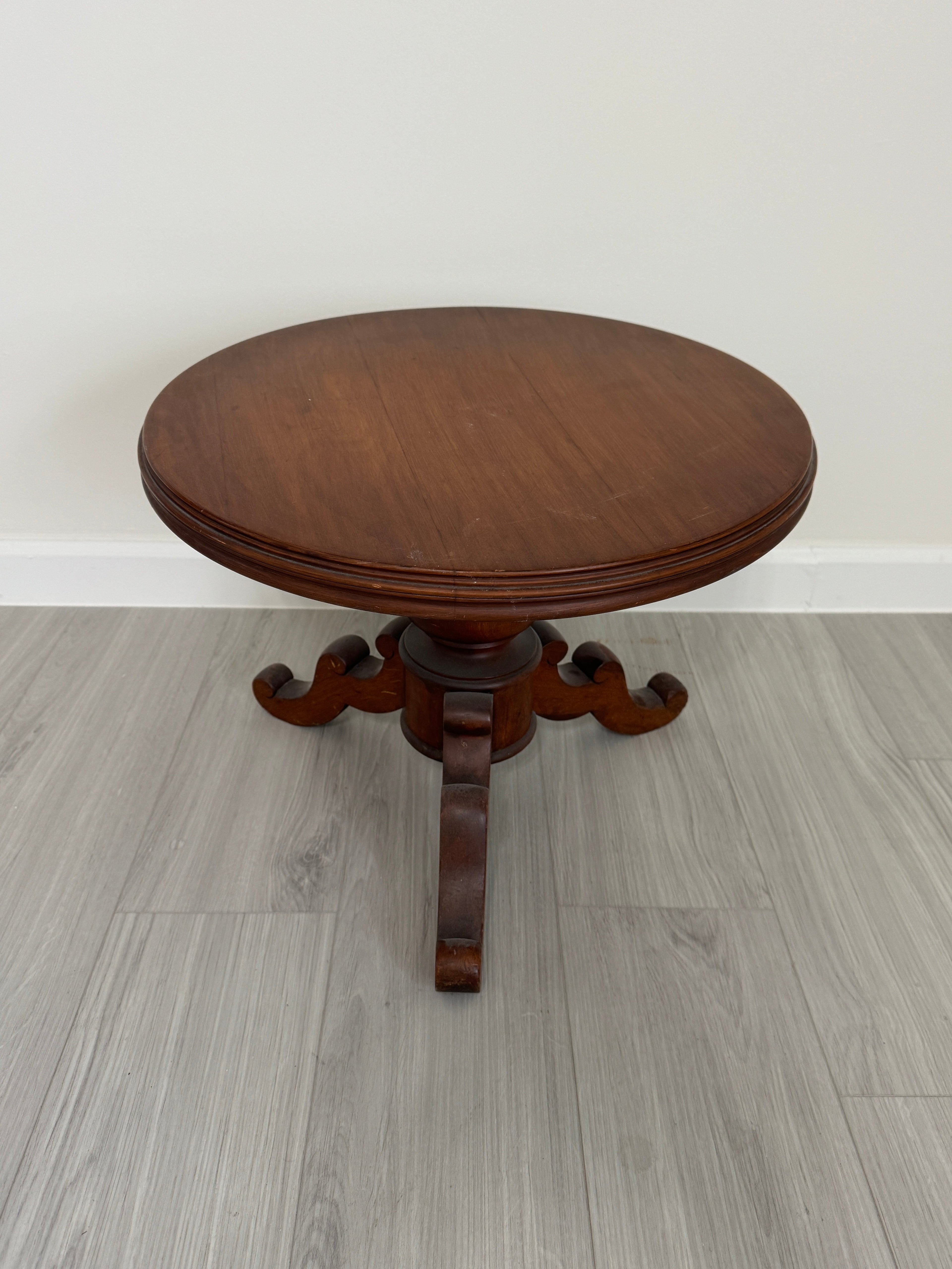 Antique Victorian Pedestal Parlor Side Table - Short Table or Plant Stand