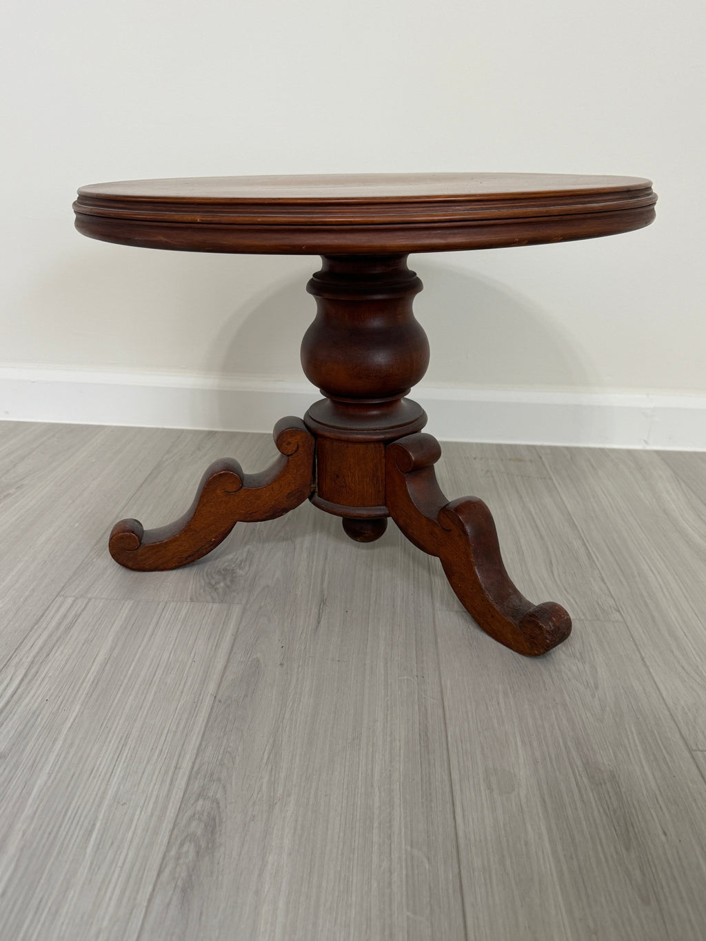 Antique Victorian Pedestal Parlor Side Table - Short Table or Plant Stand