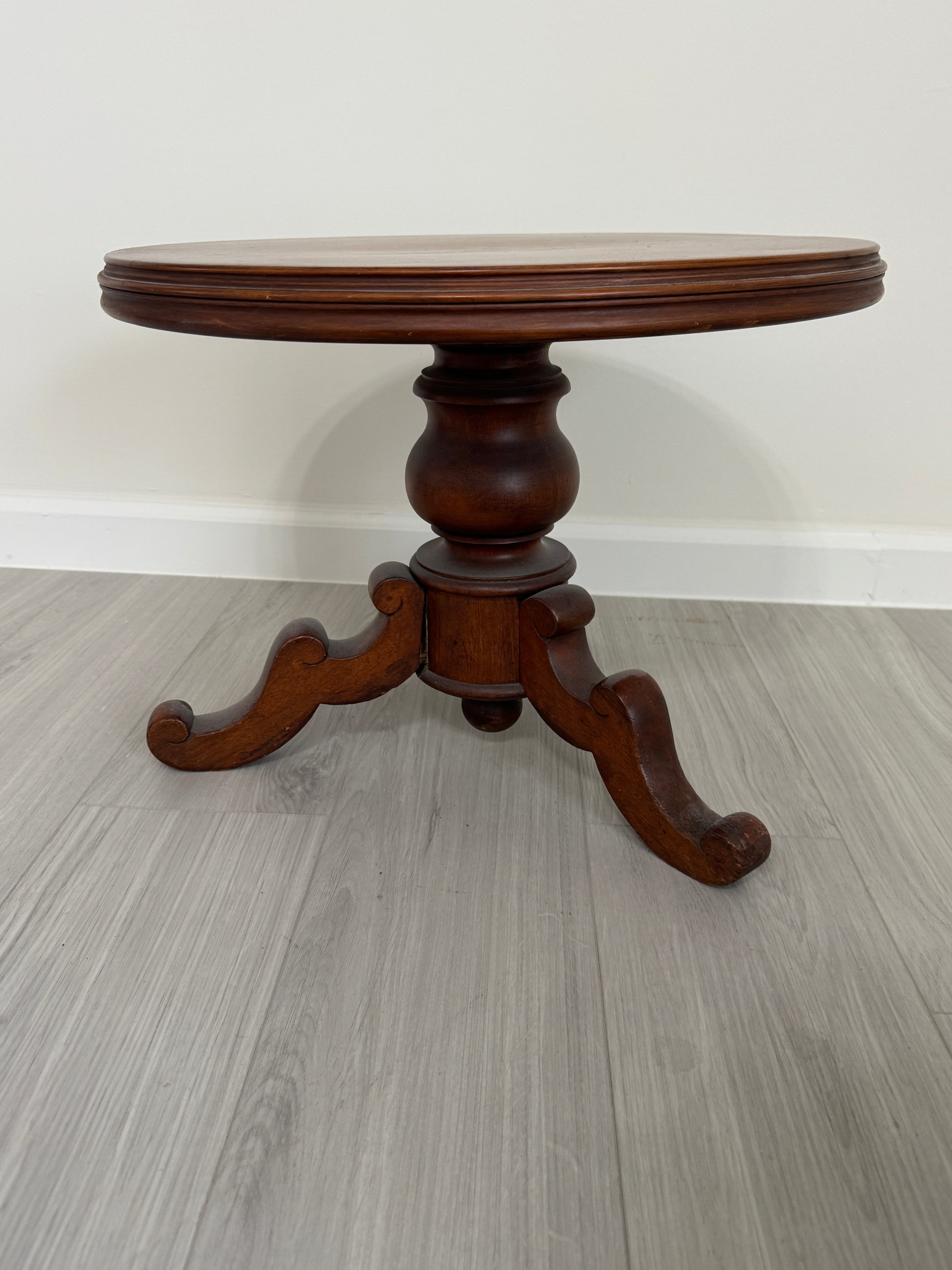 Antique Victorian Pedestal Parlor Side Table - Short Table or Plant Stand