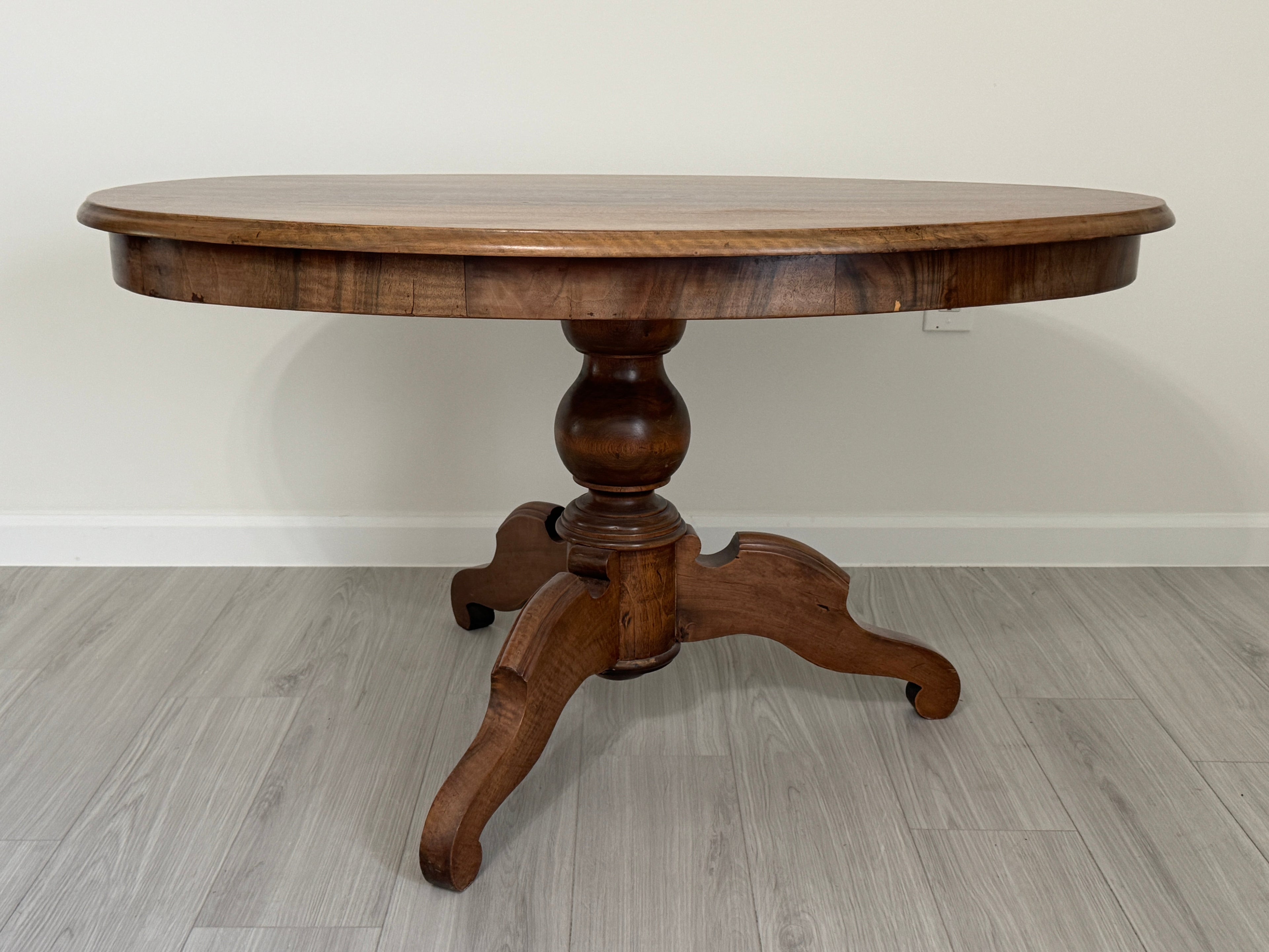 Antique Victorian Tall Pedestal Parlor Coffee Table