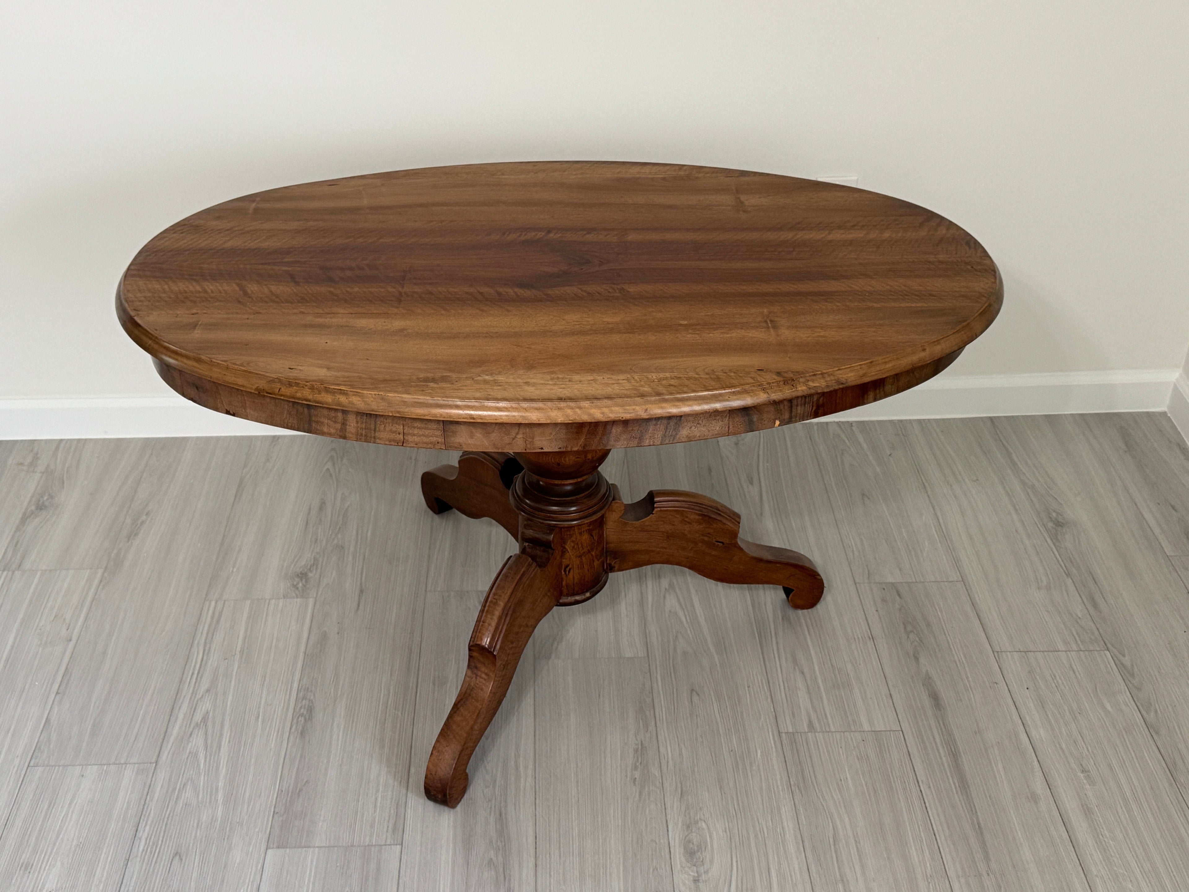 Antique Victorian Tall Pedestal Parlor Coffee Table