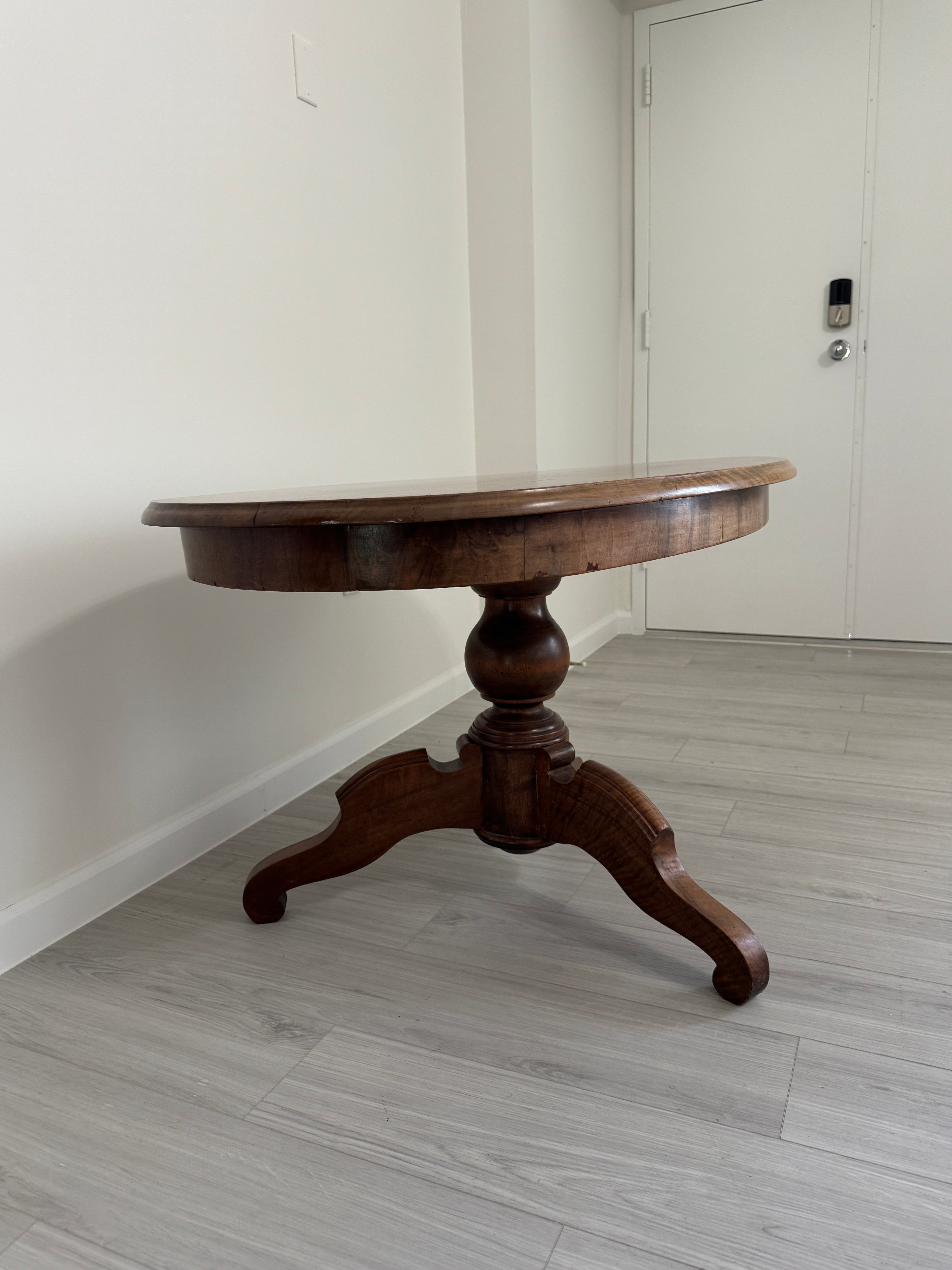 Antique Victorian Tall Pedestal Parlor Coffee Table