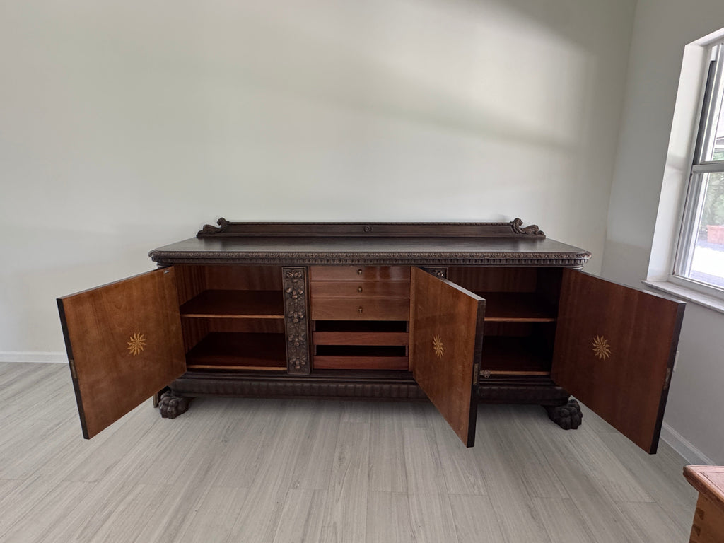 Victorian Carved Walnut Clawfoot Buffet Sideboard Credenza - Zipfel Furniture