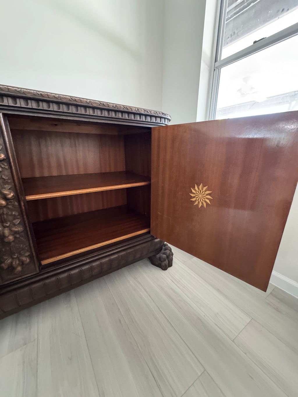 Victorian Carved Walnut Clawfoot Buffet Sideboard Credenza - Zipfel Furniture