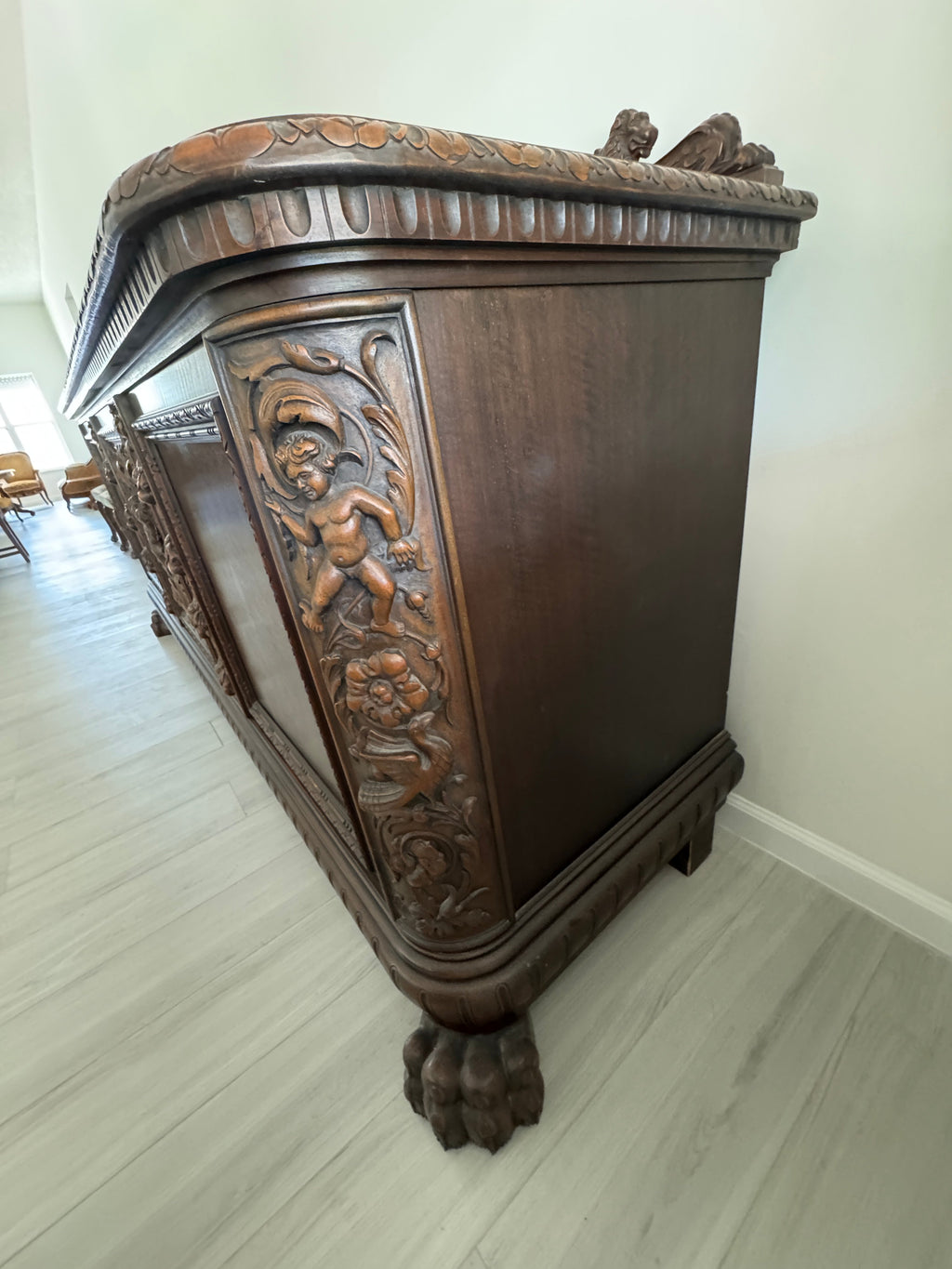 Victorian Carved Walnut Clawfoot Buffet Sideboard Credenza - Zipfel Furniture