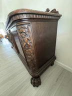 Victorian Carved Walnut Clawfoot Buffet Sideboard Credenza - Zipfel Furniture