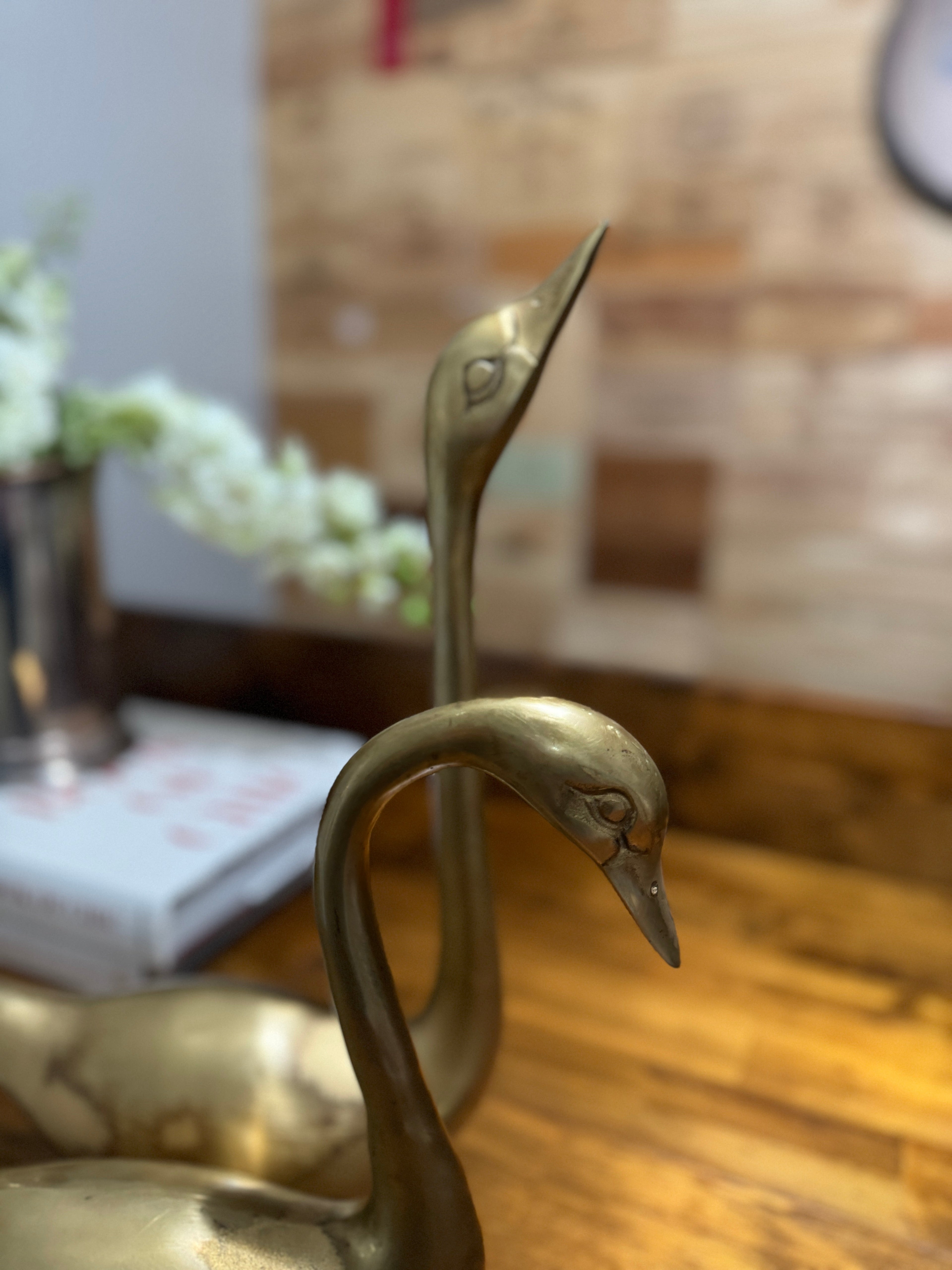 Vintage Large/XL Brass Swans - Set of Two