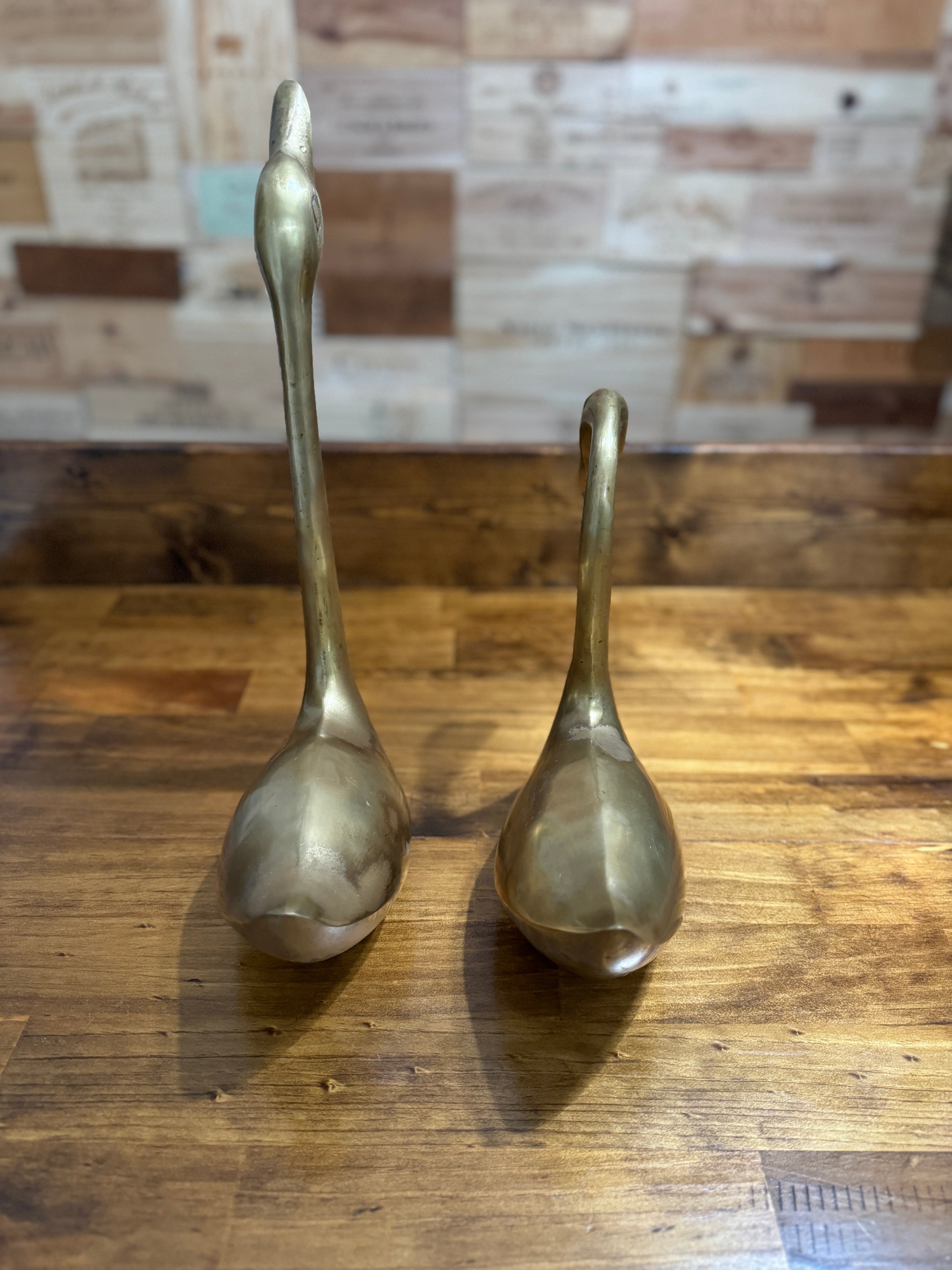 Vintage Large/XL Brass Swans - Set of Two