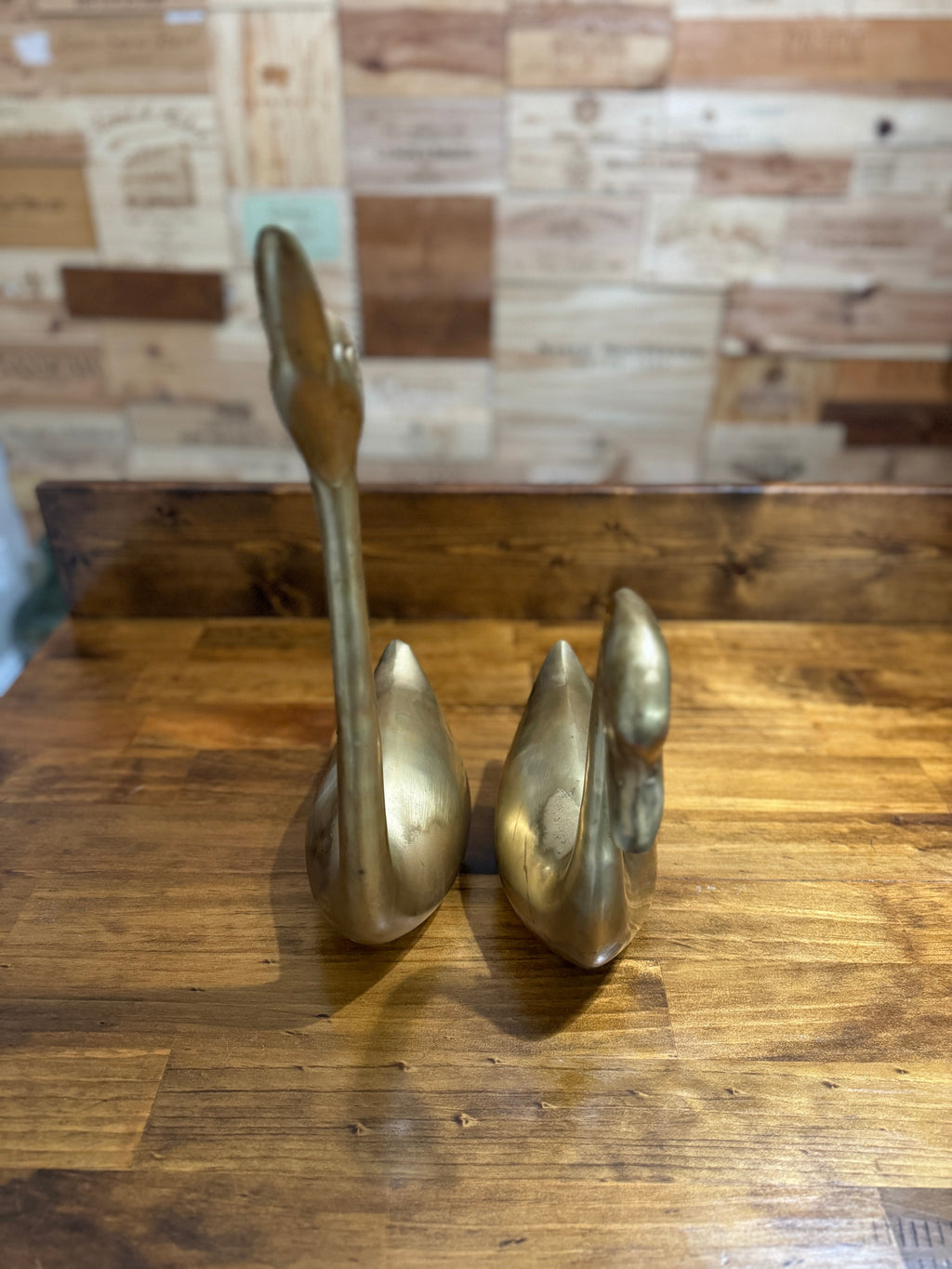 Vintage Large/XL Brass Swans - Set of Two