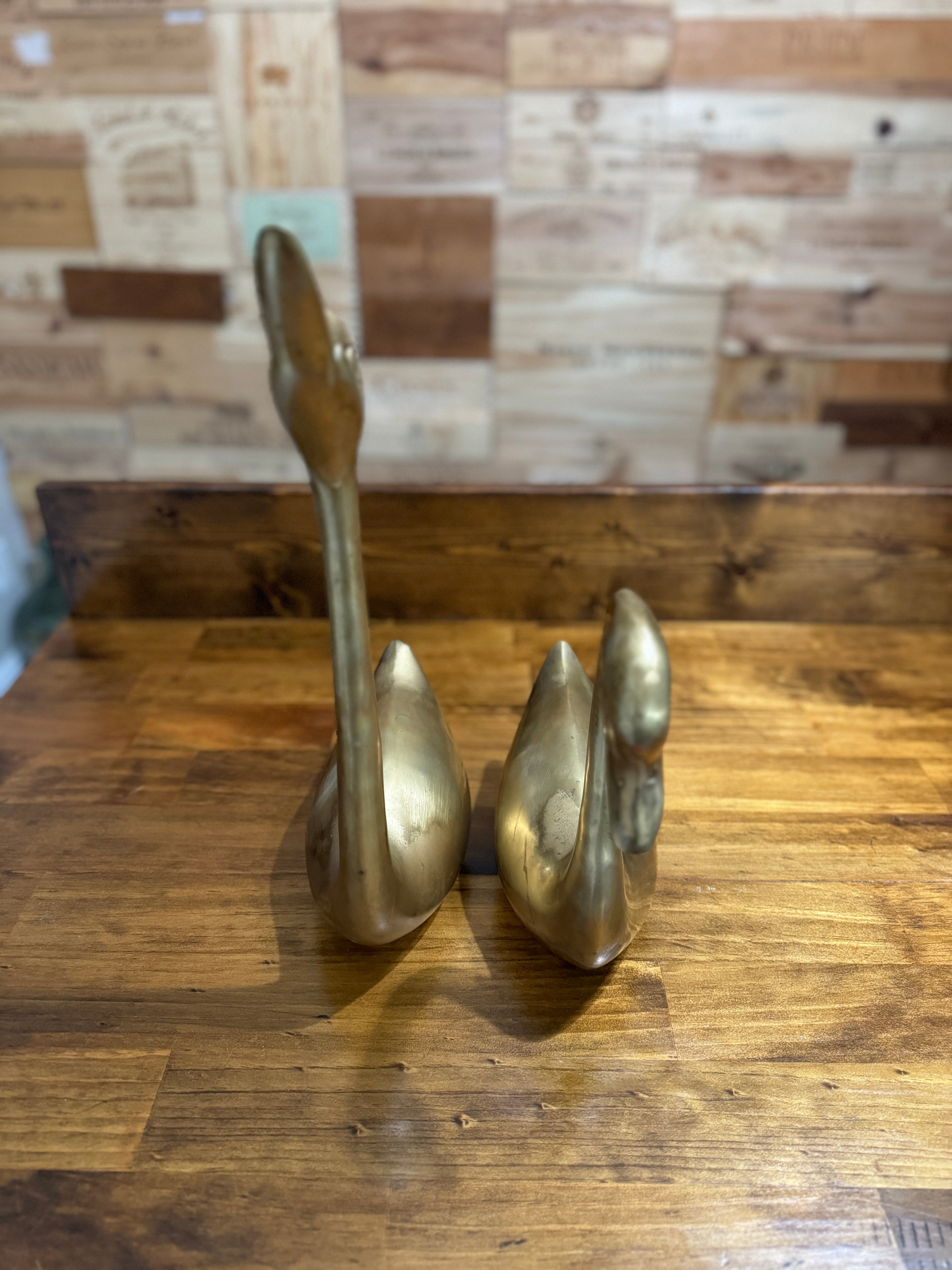 Vintage Large/XL Brass Swans - Set of Two