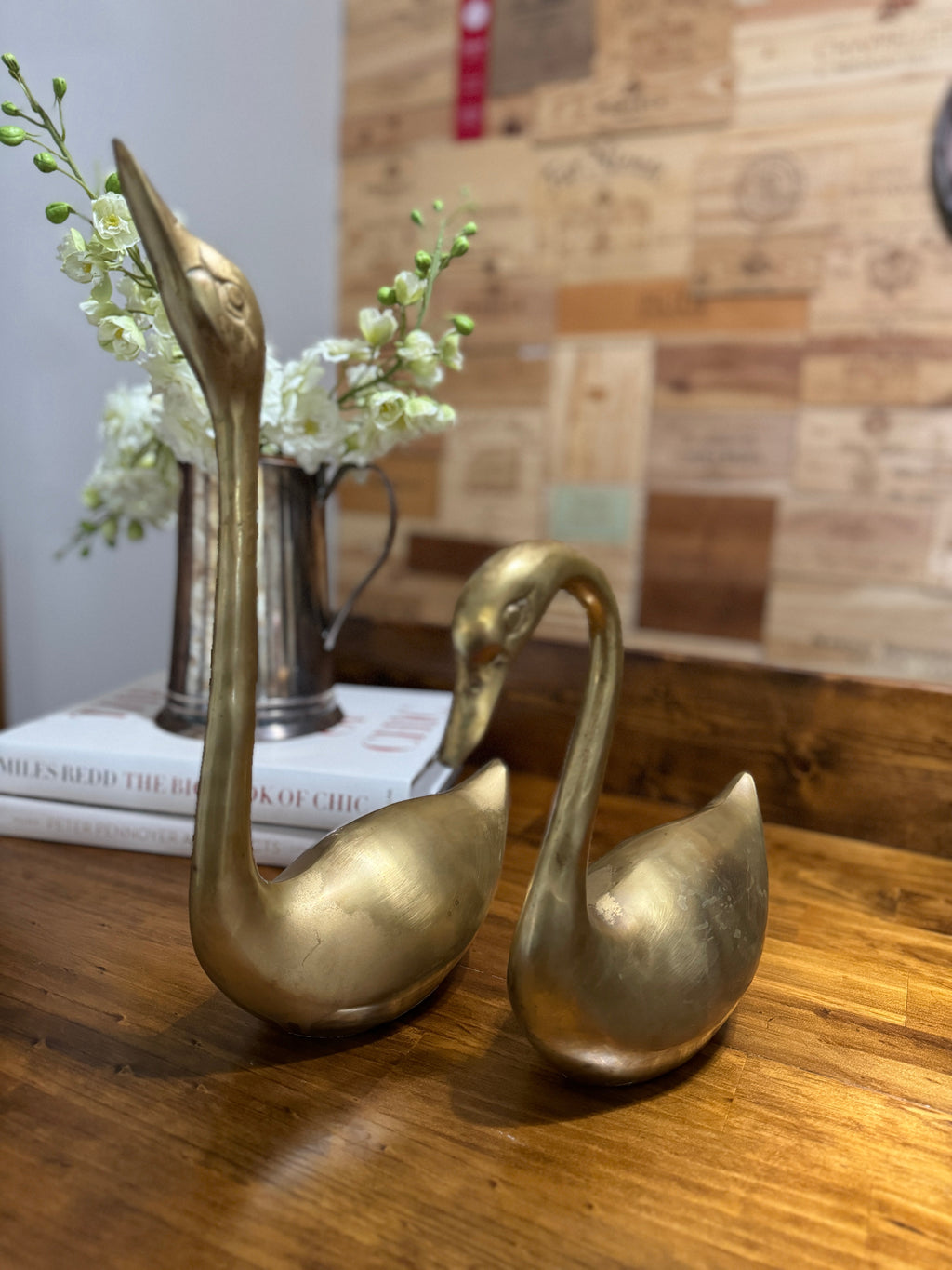 Vintage Large/XL Brass Swans - Set of Two