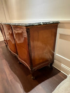 Antique French Louis XV Style Marble Top Marquetry Credenza/Sideboard/Buffet