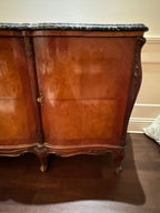 Antique French Louis XV Style Marble Top Marquetry Credenza/Sideboard/Buffet