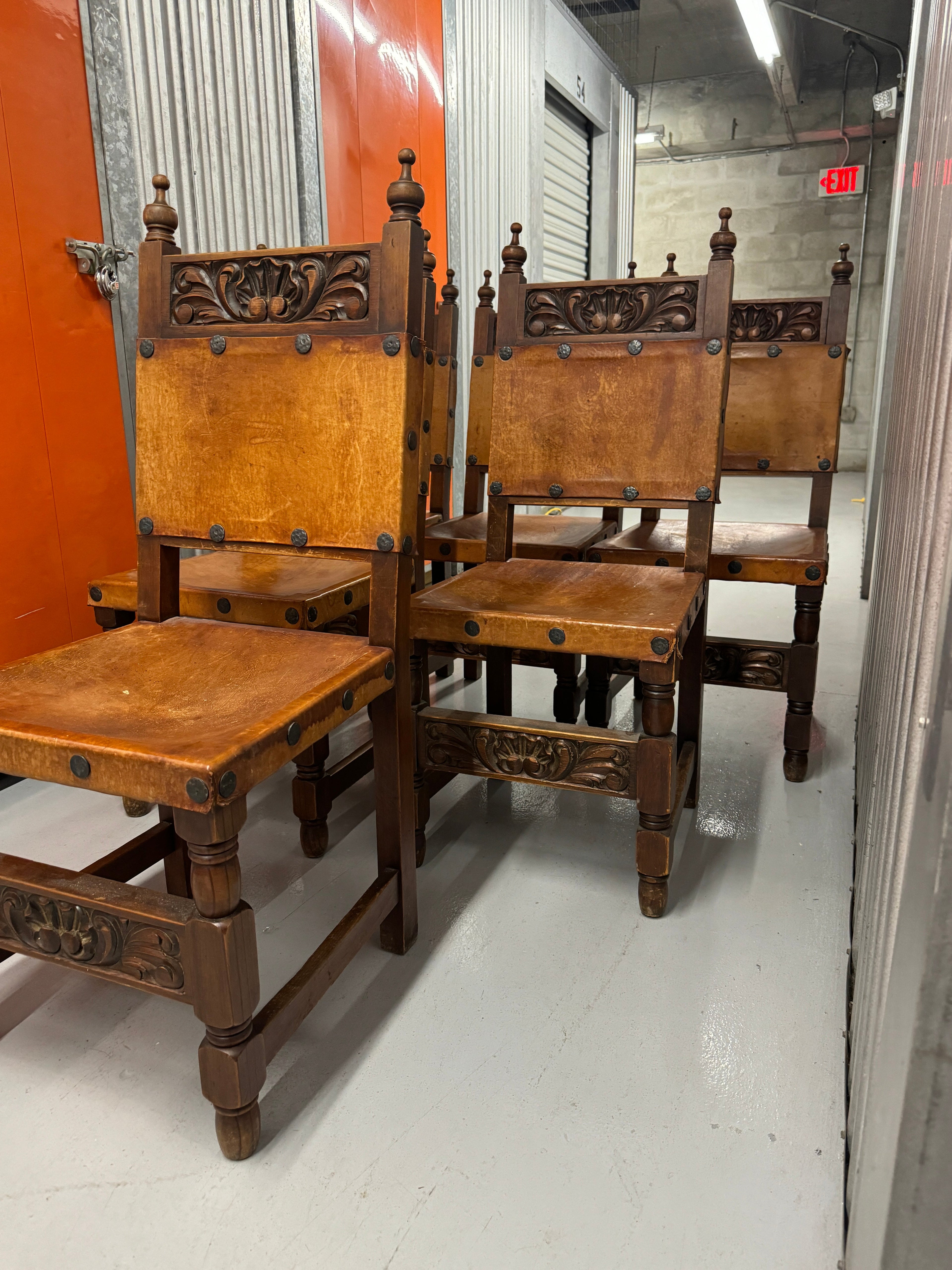 1960s Mexican Leather Dining Chairs - Set of 6