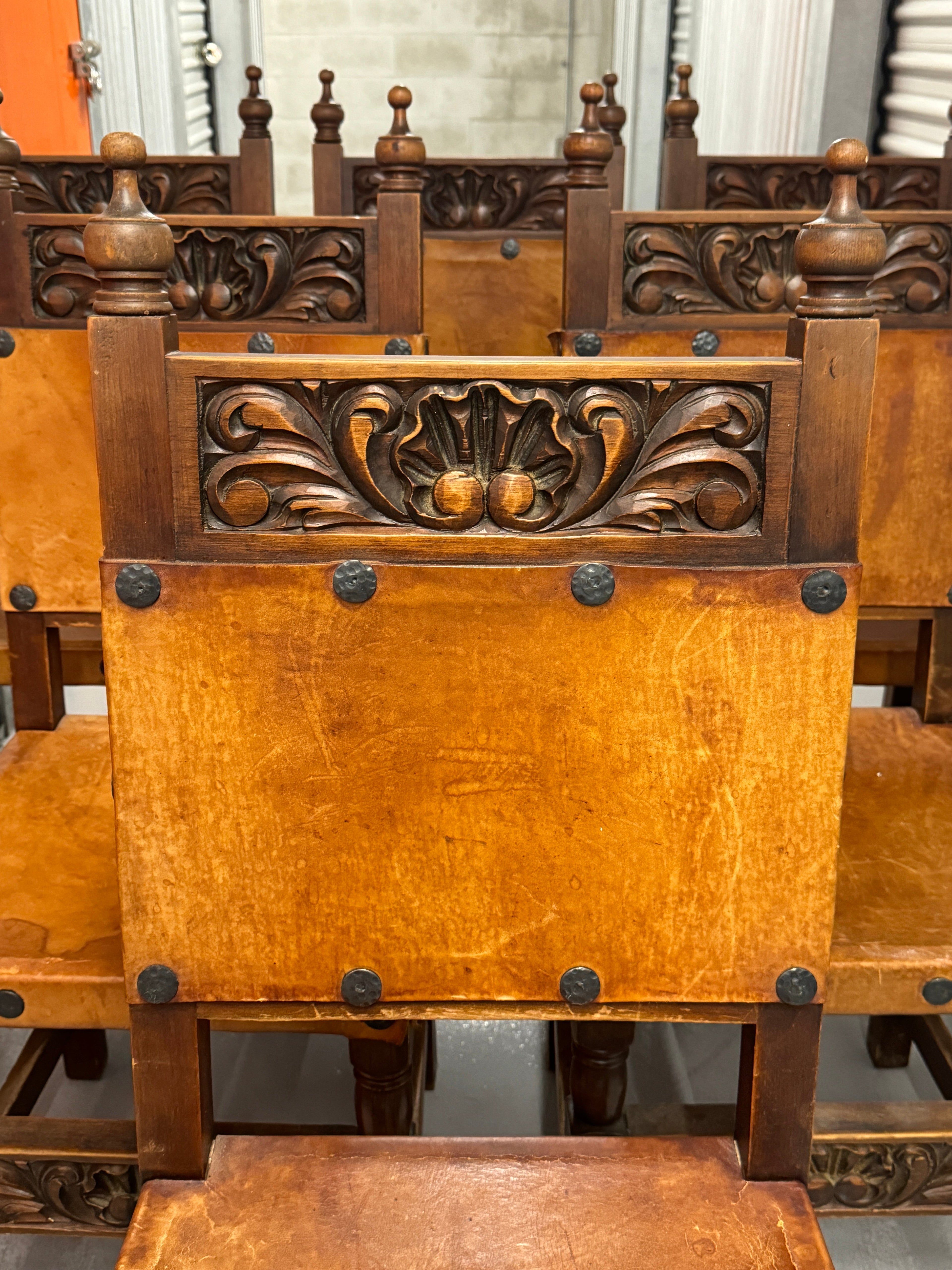 1960s Mexican Leather Dining Chairs - Set of 6