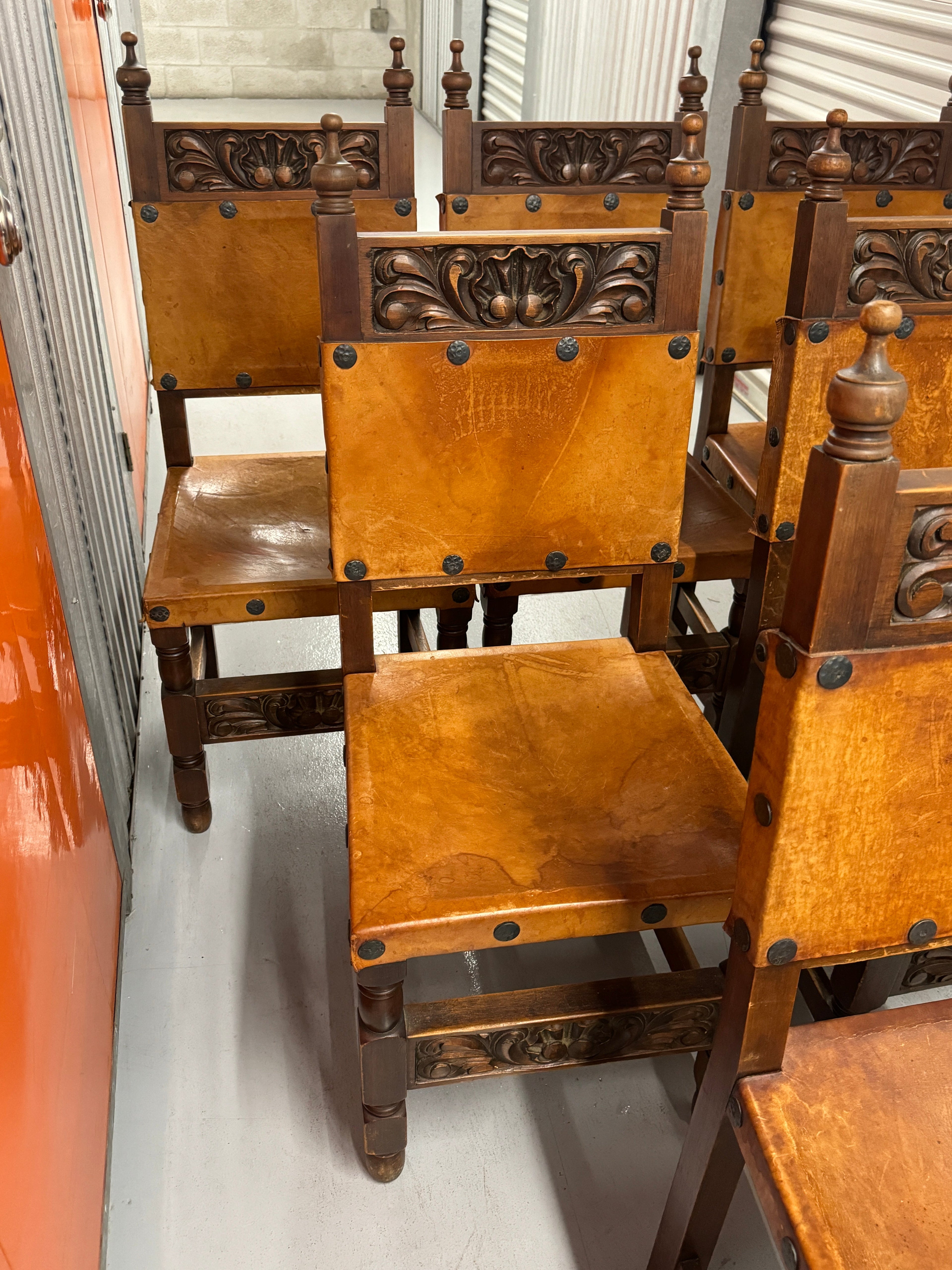 1960s Mexican Leather Dining Chairs - Set of 6