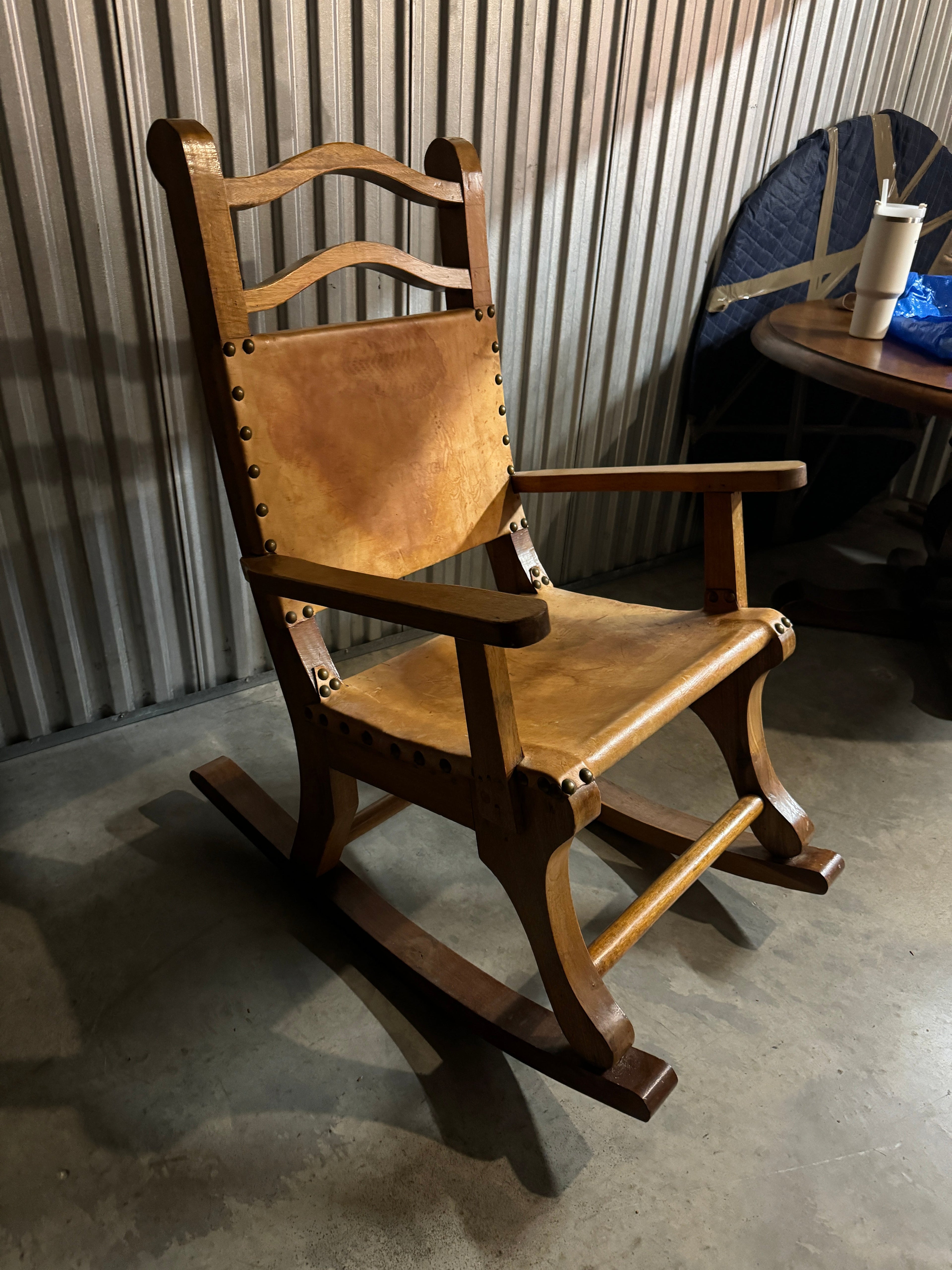 Vintage Mexican Leather Rocking Chair