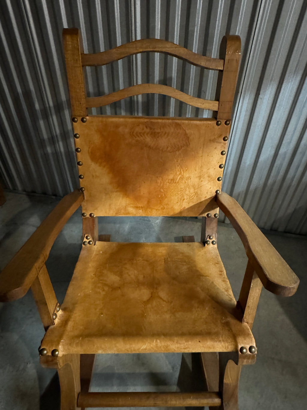Vintage Mexican Leather Rocking Chair