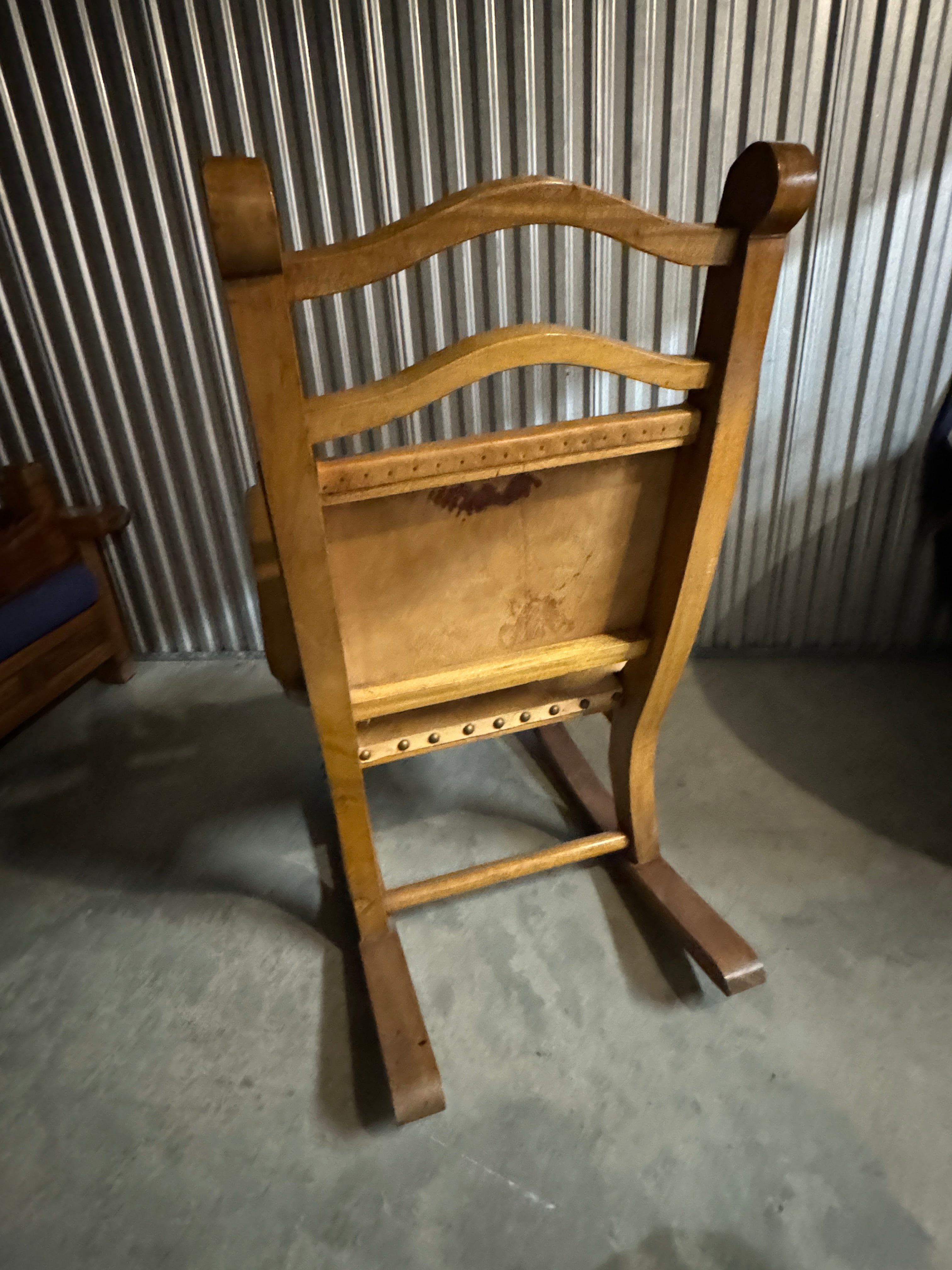 Vintage Mexican Leather Rocking Chair