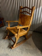 Vintage Mexican Leather Rocking Chair