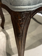 Antique Louis XV Style Carved Walnut Upholstered Arm Chairs - Set of Two