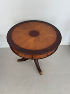Vintage Schnadig Mahogany Pedestal Round End Table or Drum Table