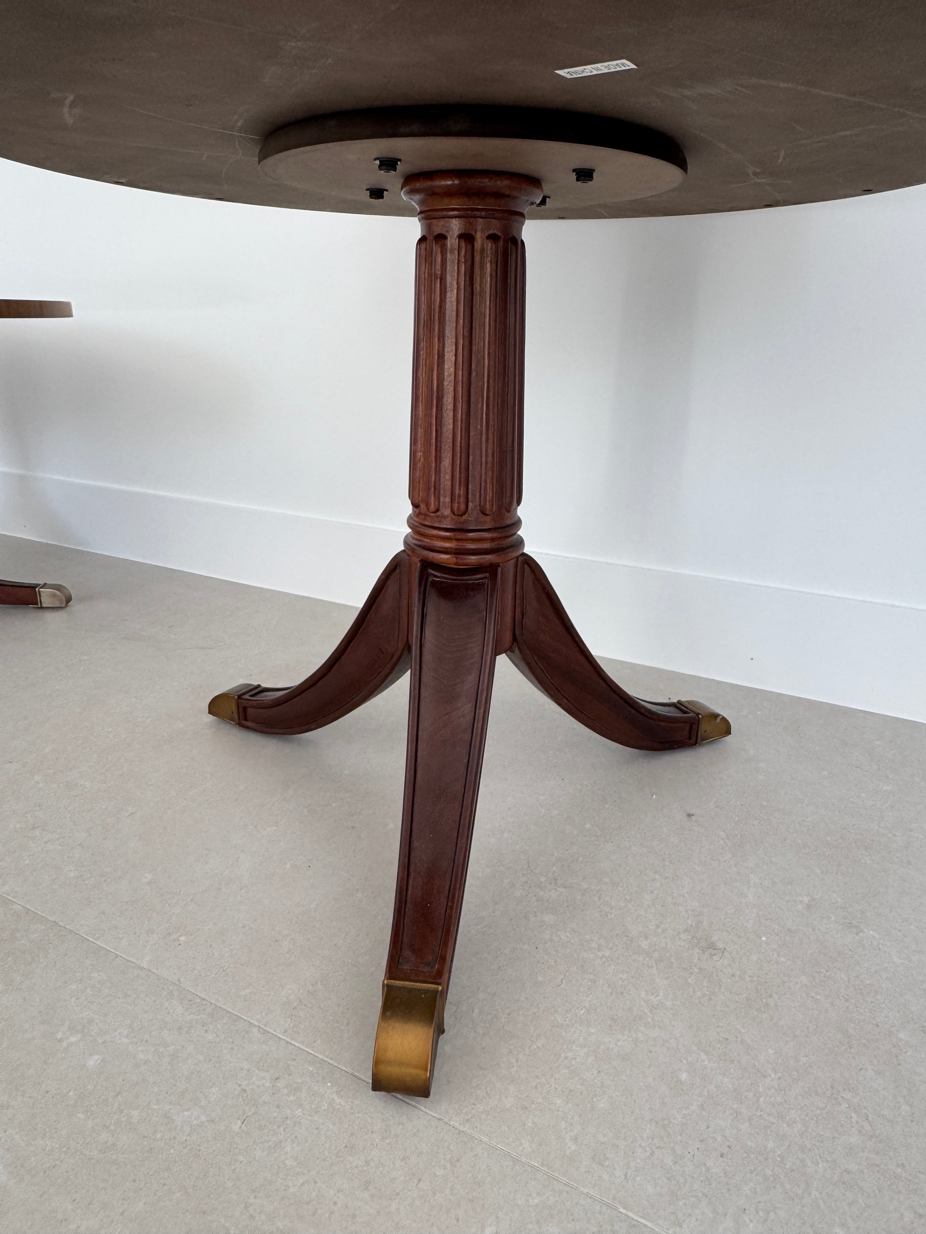 Vintage Schnadig Mahogany Pedestal Round End Table or Drum Table