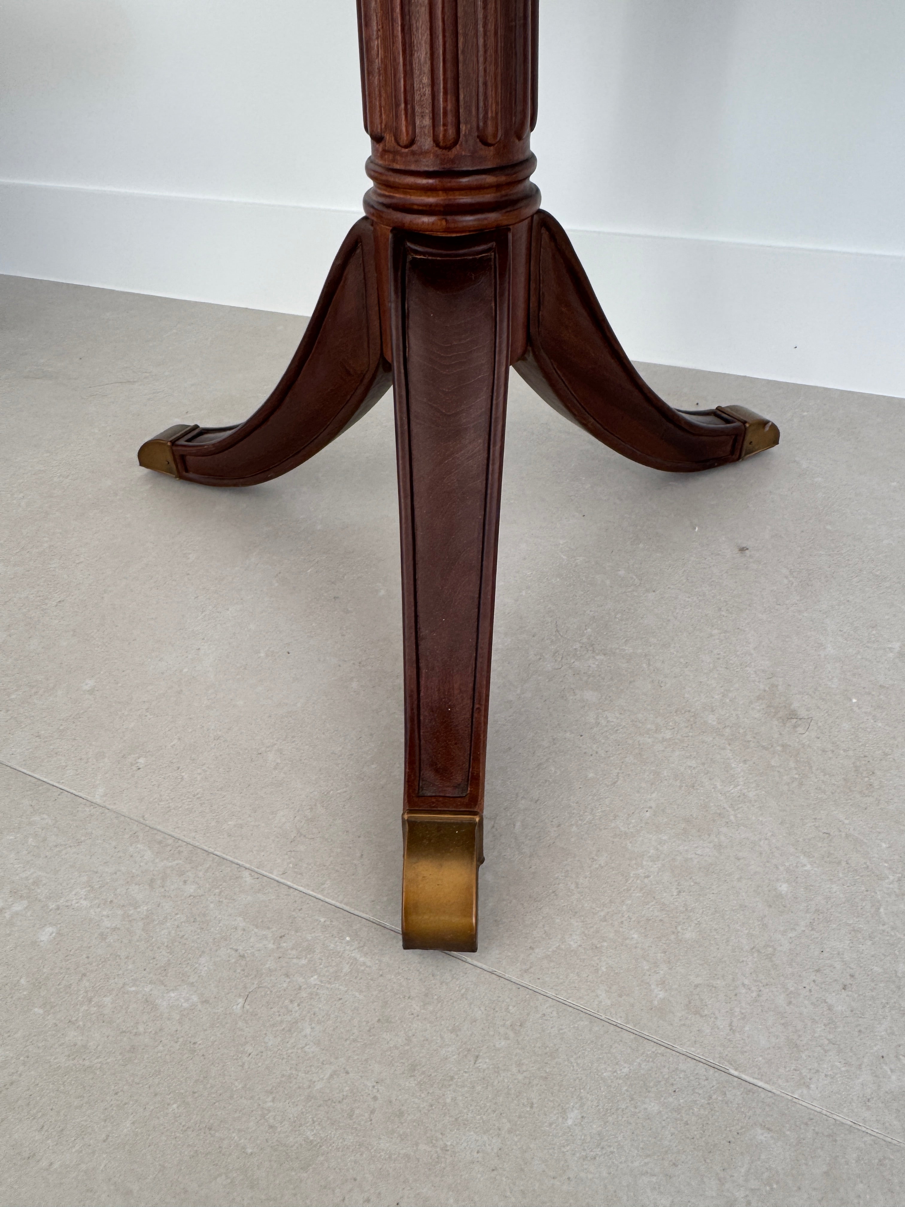 Vintage Schnadig Mahogany Pedestal Round End Table or Drum Table