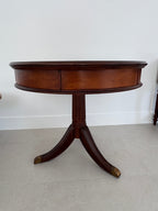 Vintage Schnadig Mahogany Pedestal Round End Table or Drum Table
