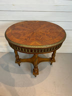 Bronze Ormolu Mounted Oval Marquetry End, Side or Accent Table