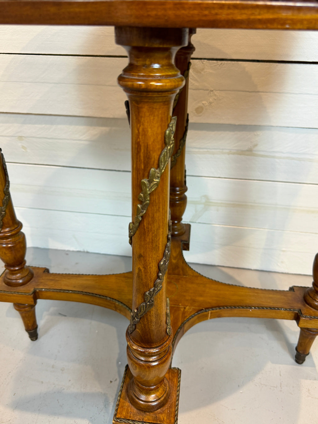 Bronze Ormolu Mounted Oval Marquetry End, Side or Accent Table