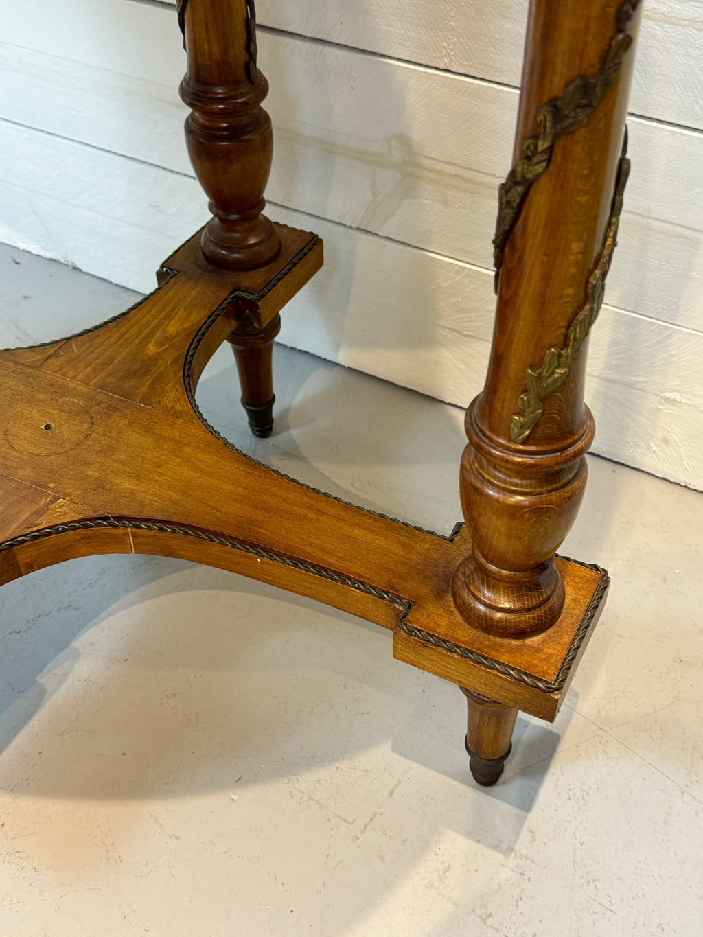 Bronze Ormolu Mounted Oval Marquetry End, Side or Accent Table