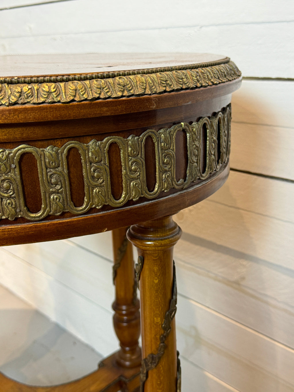 Bronze Ormolu Mounted Oval Marquetry End, Side or Accent Table