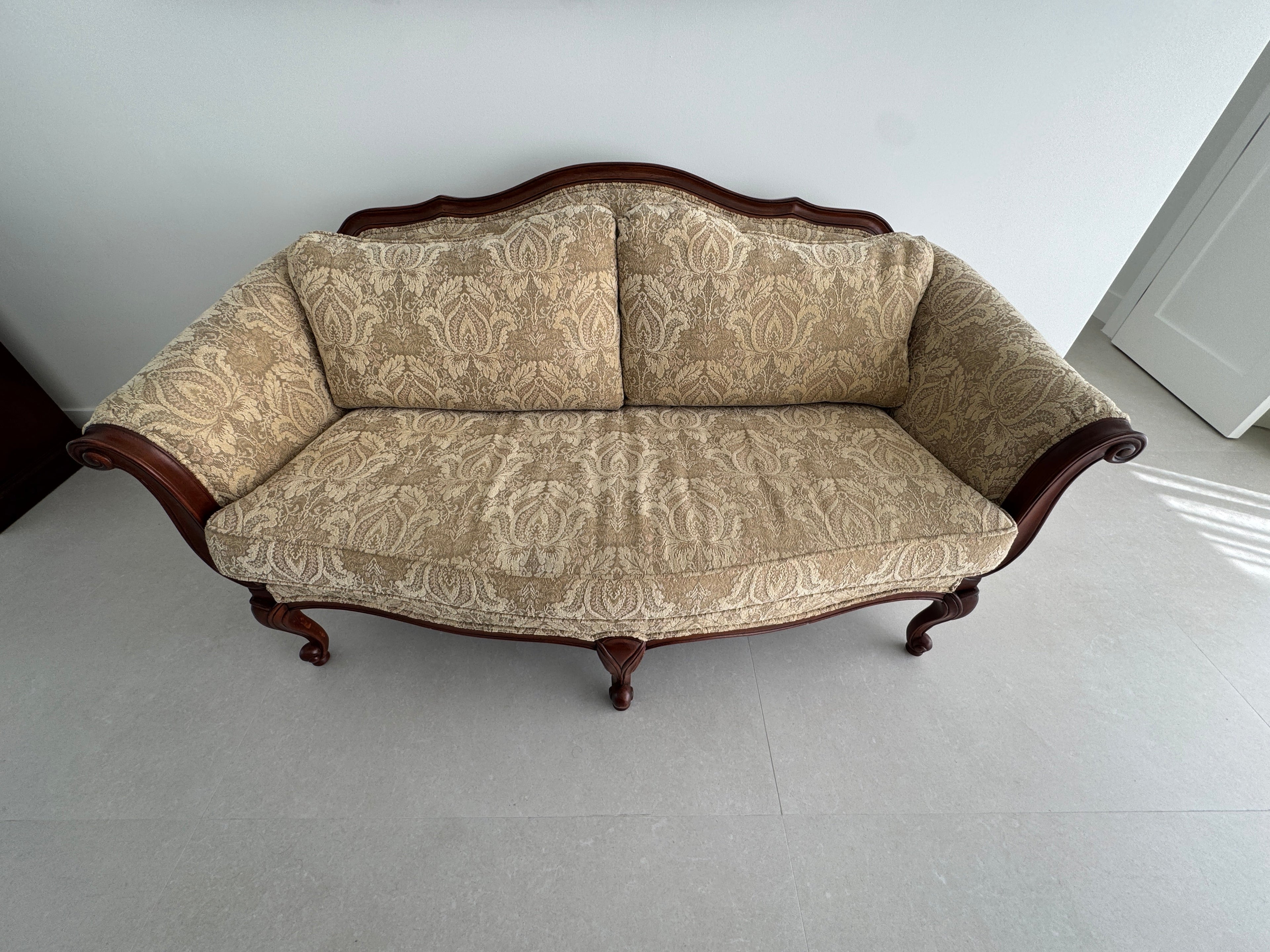 Vintage Ethan Allen Evette Sofa/Settee in Cream Nayeli Grade R Fabric