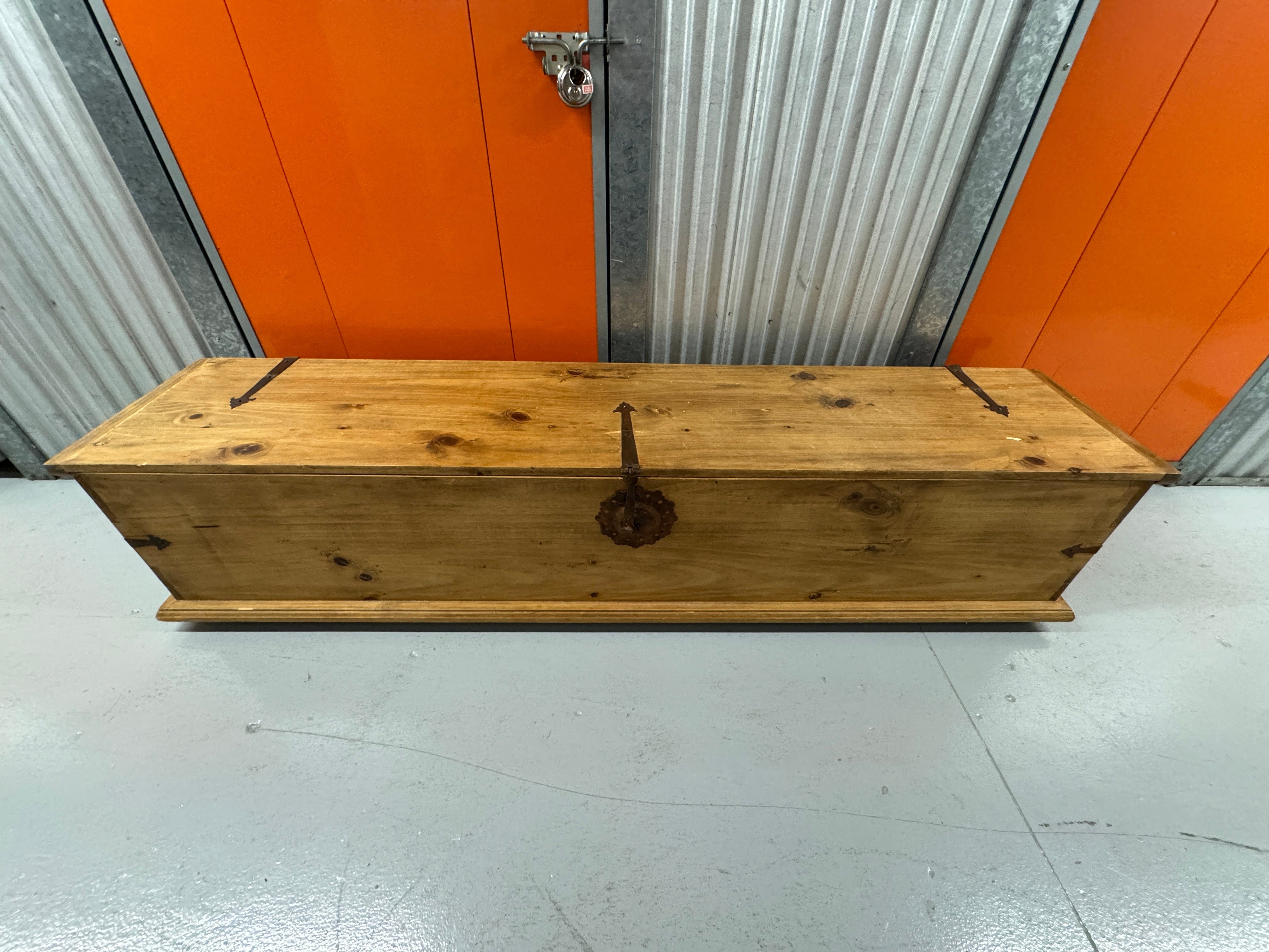 Vintage Primitive Pine Storage Chest Trunk Bench - King Size