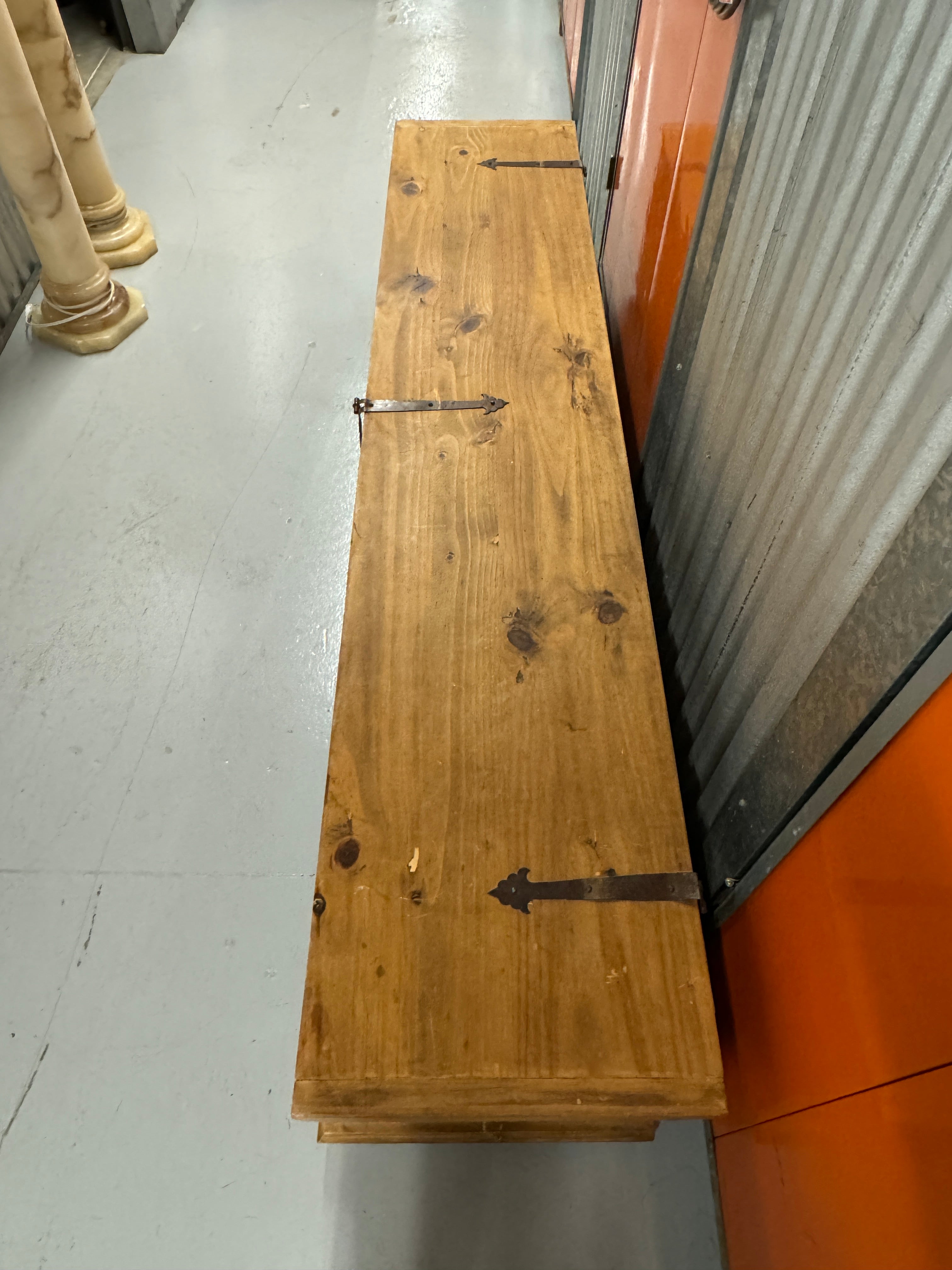 Vintage Primitive Pine Storage Chest Trunk Bench - King Size