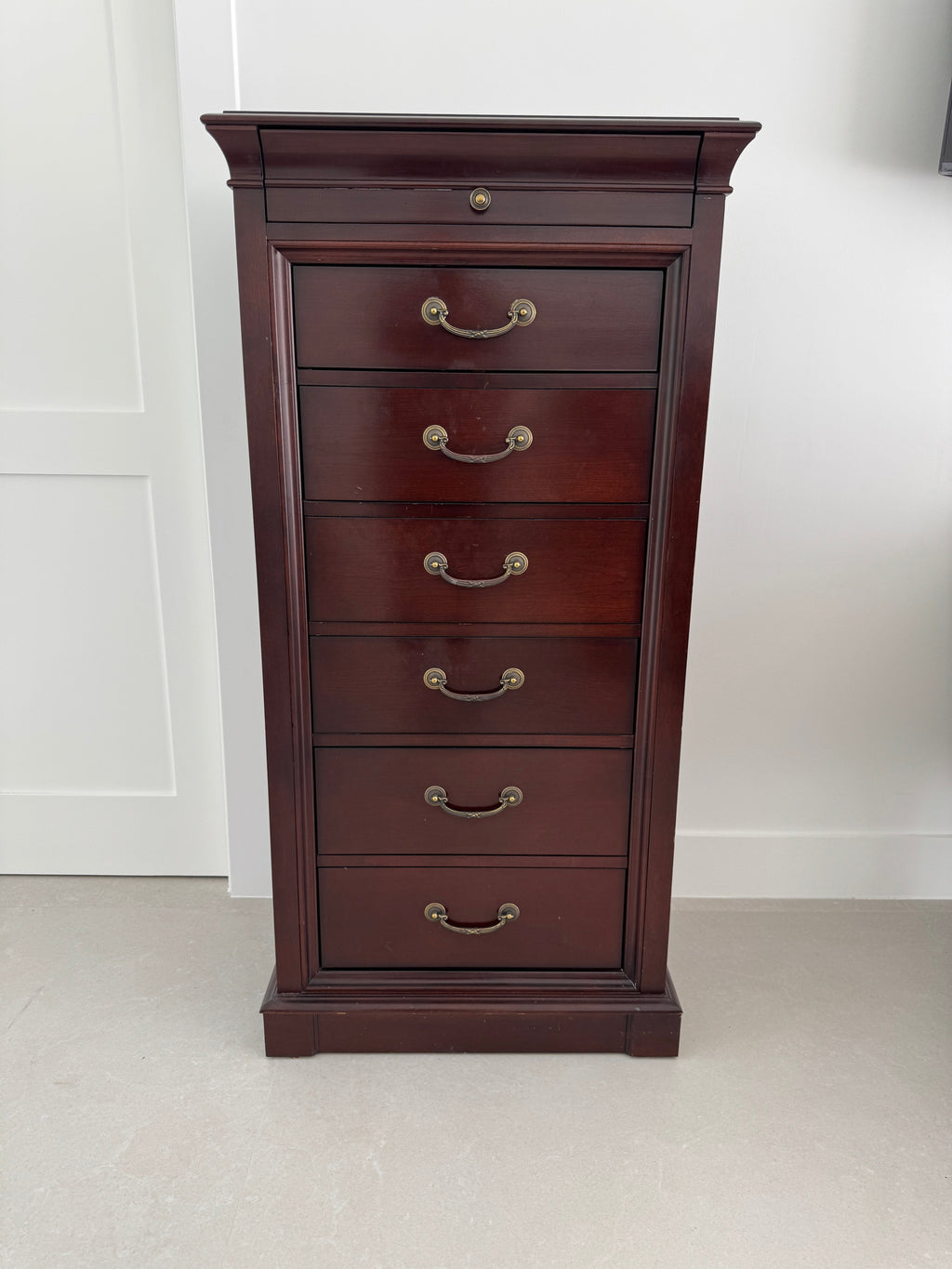 Vintage Ethan Allen Tall Chest / Lingerie Chest / Chiffoniere - Sable Medallion