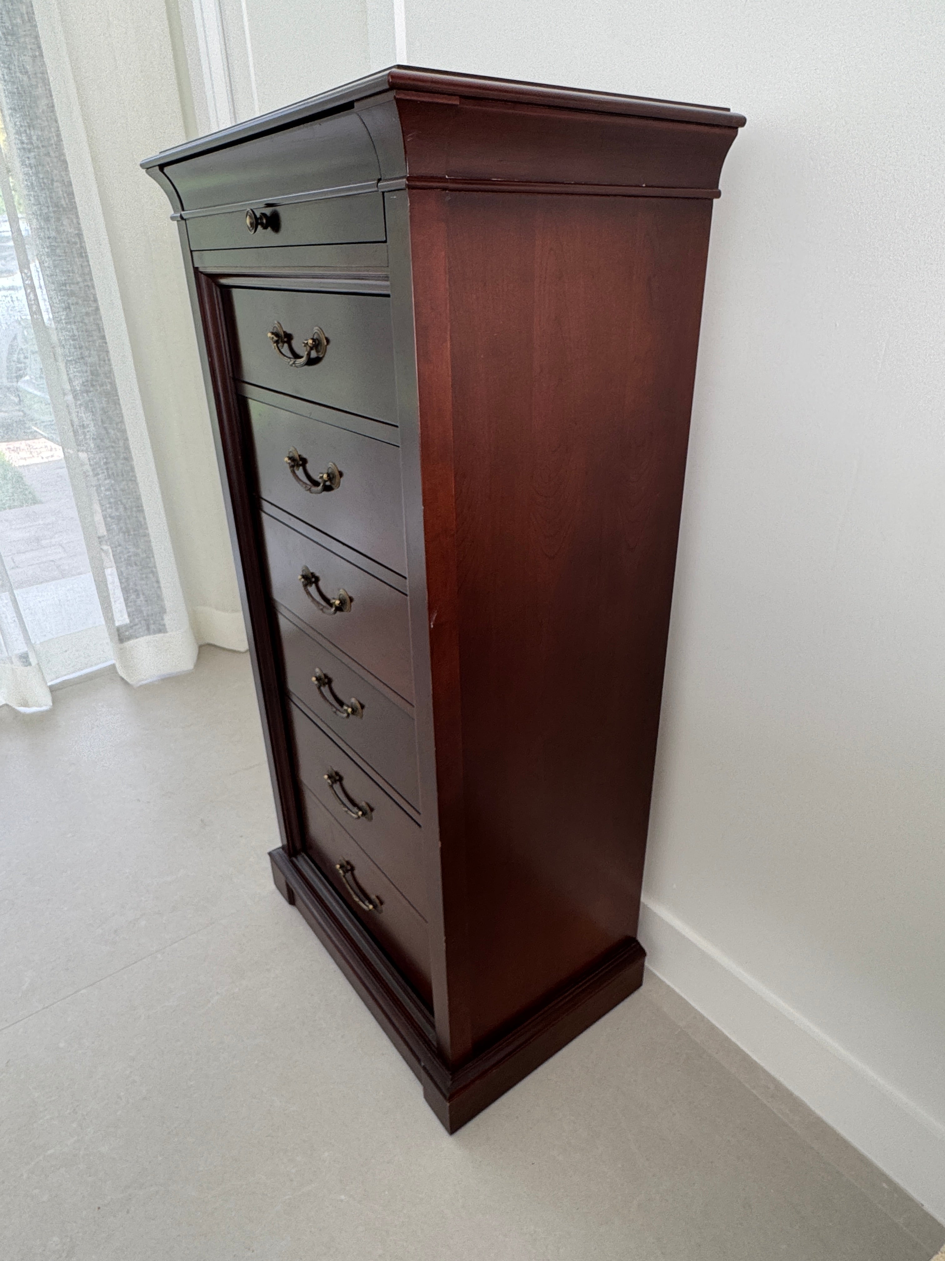 Vintage Ethan Allen Tall Chest / Lingerie Chest / Chiffoniere - Sable Medallion