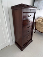 Vintage Ethan Allen Tall Chest / Lingerie Chest / Chiffoniere - Sable Medallion