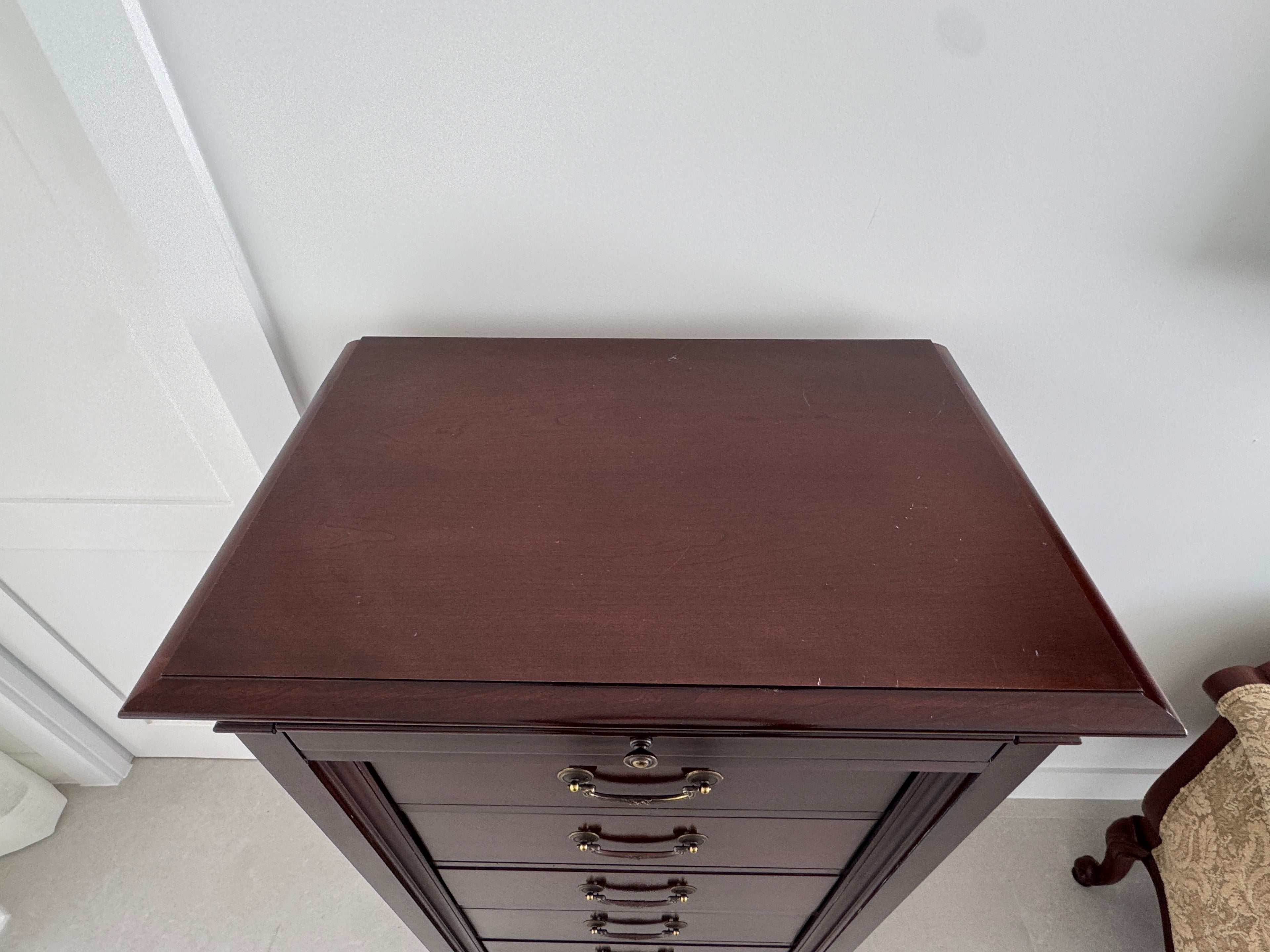 Vintage Ethan Allen Tall Chest / Lingerie Chest / Chiffoniere - Sable Medallion