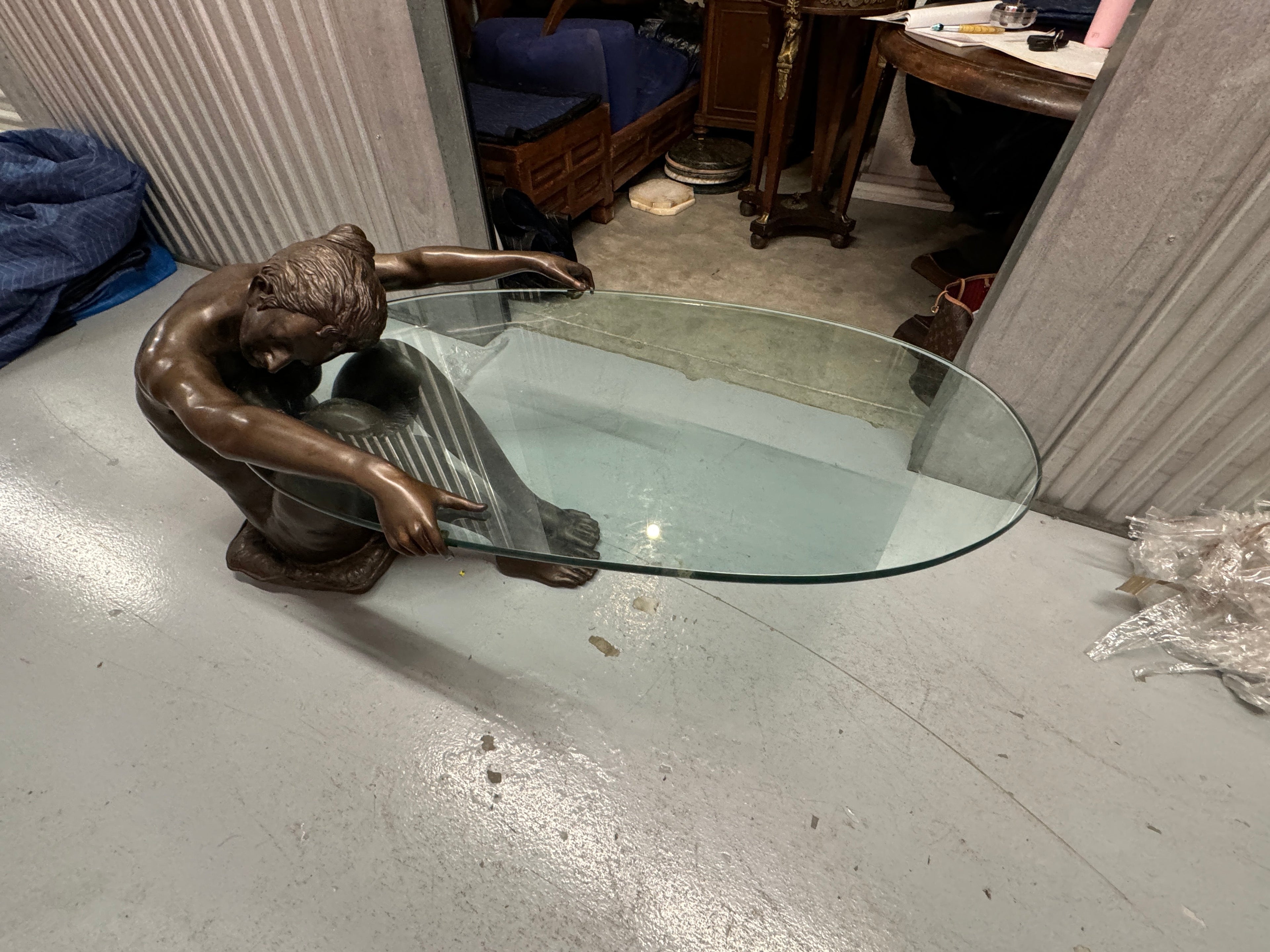 Female Life Sized Bronze Sculptural Coffee Table
