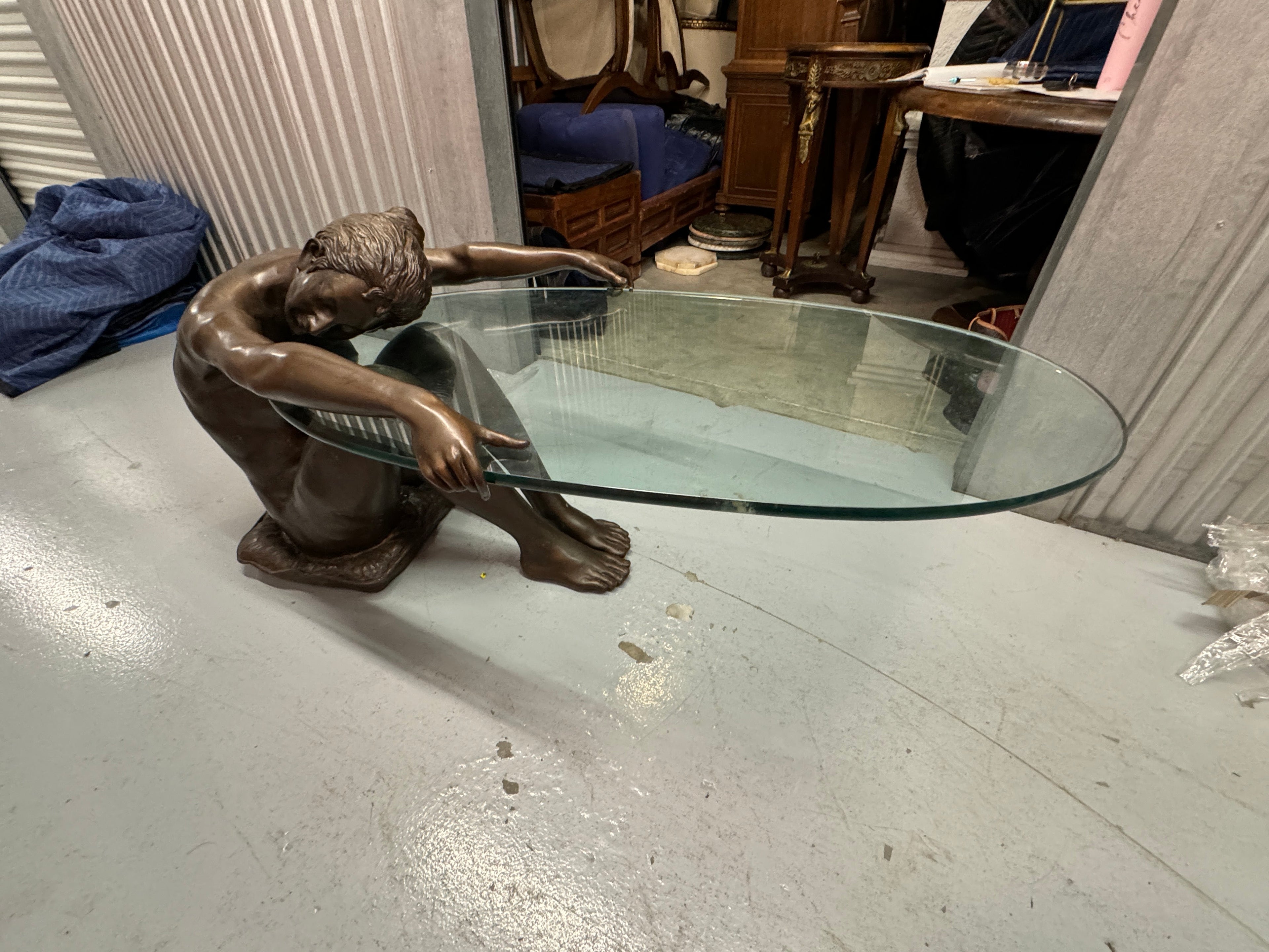Female Life Sized Bronze Sculptural Coffee Table