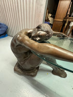 Female Life Sized Bronze Sculptural Coffee Table