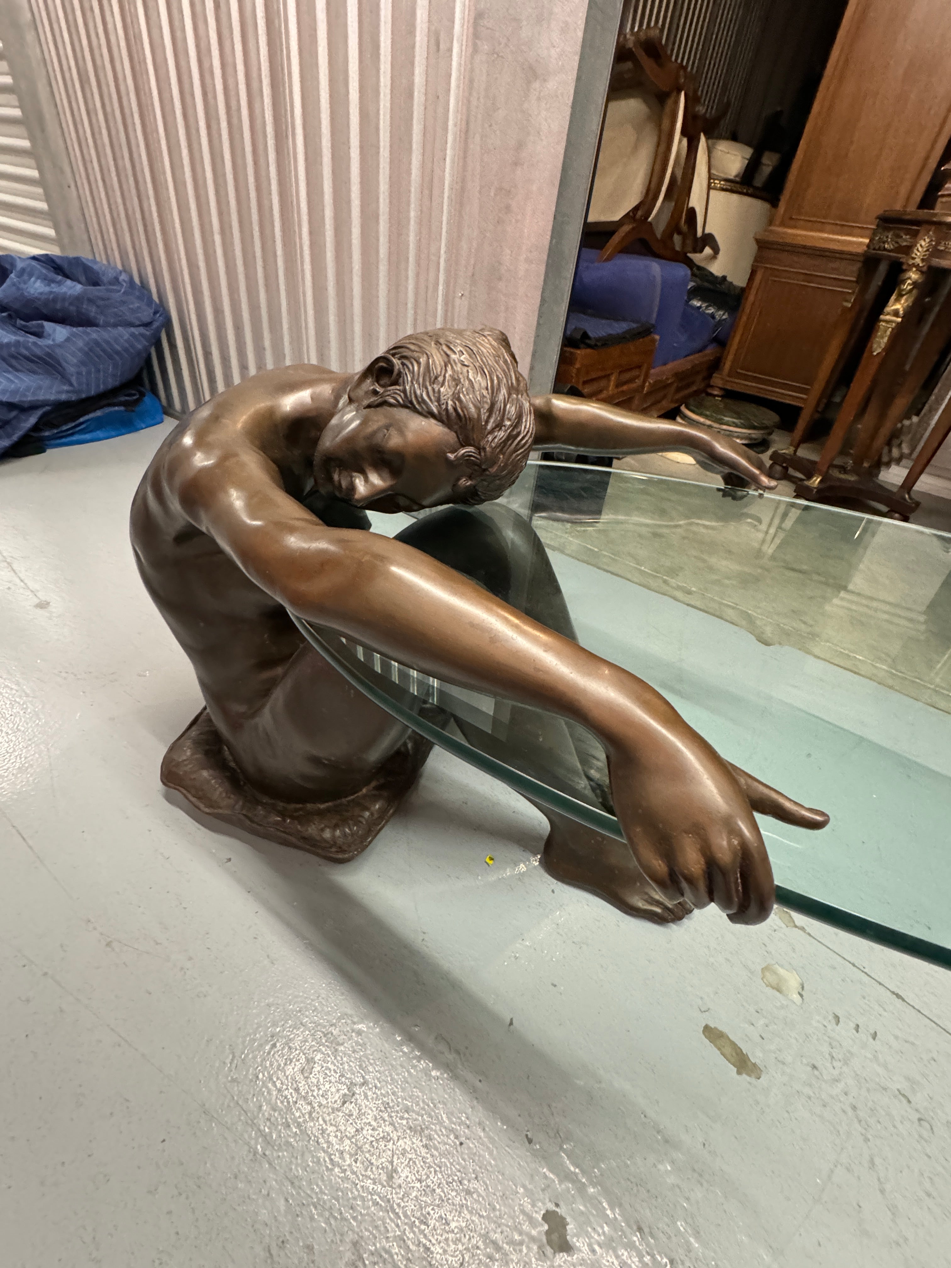 Female Life Sized Bronze Sculptural Coffee Table