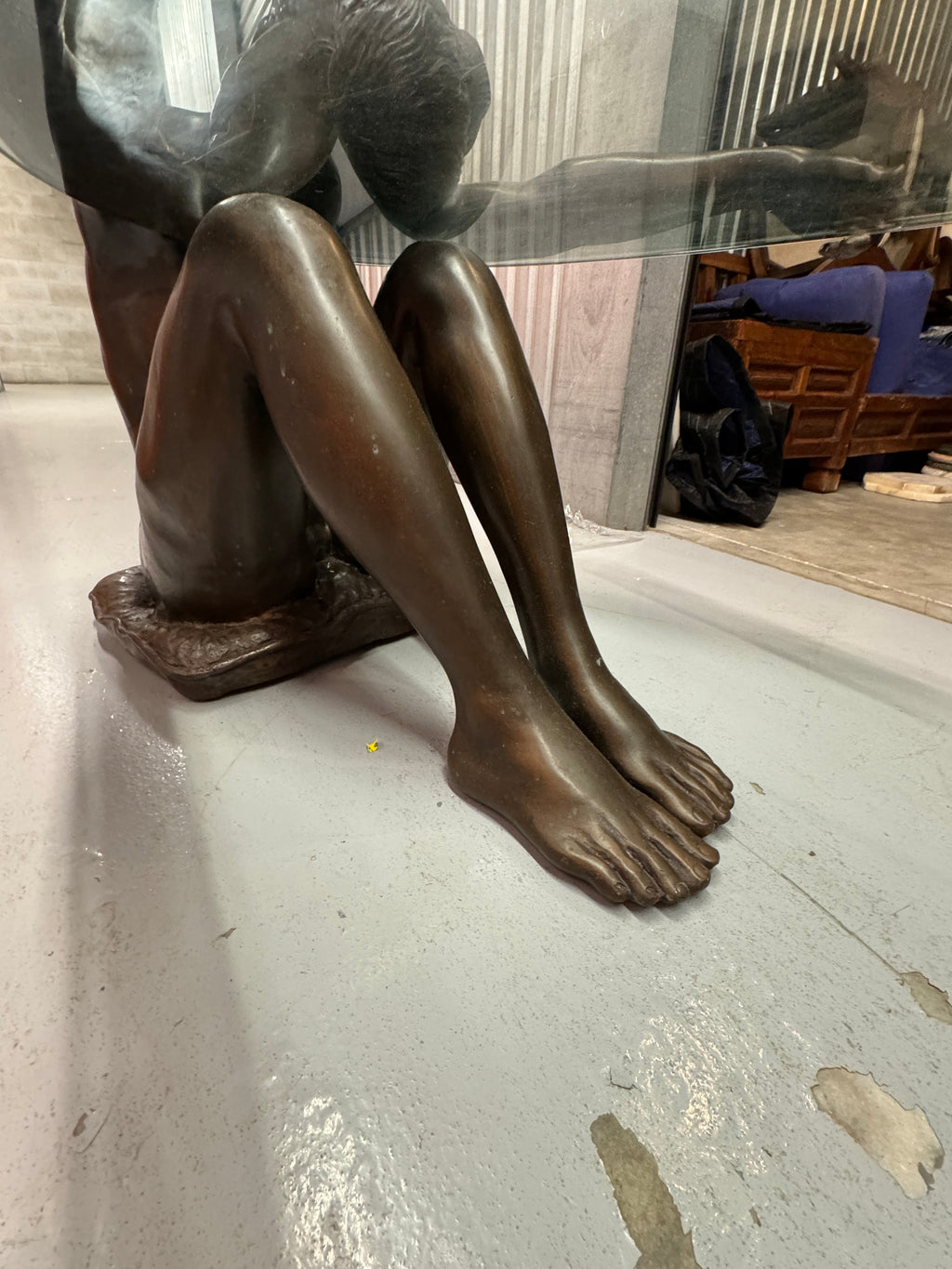 Female Life Sized Bronze Sculptural Coffee Table