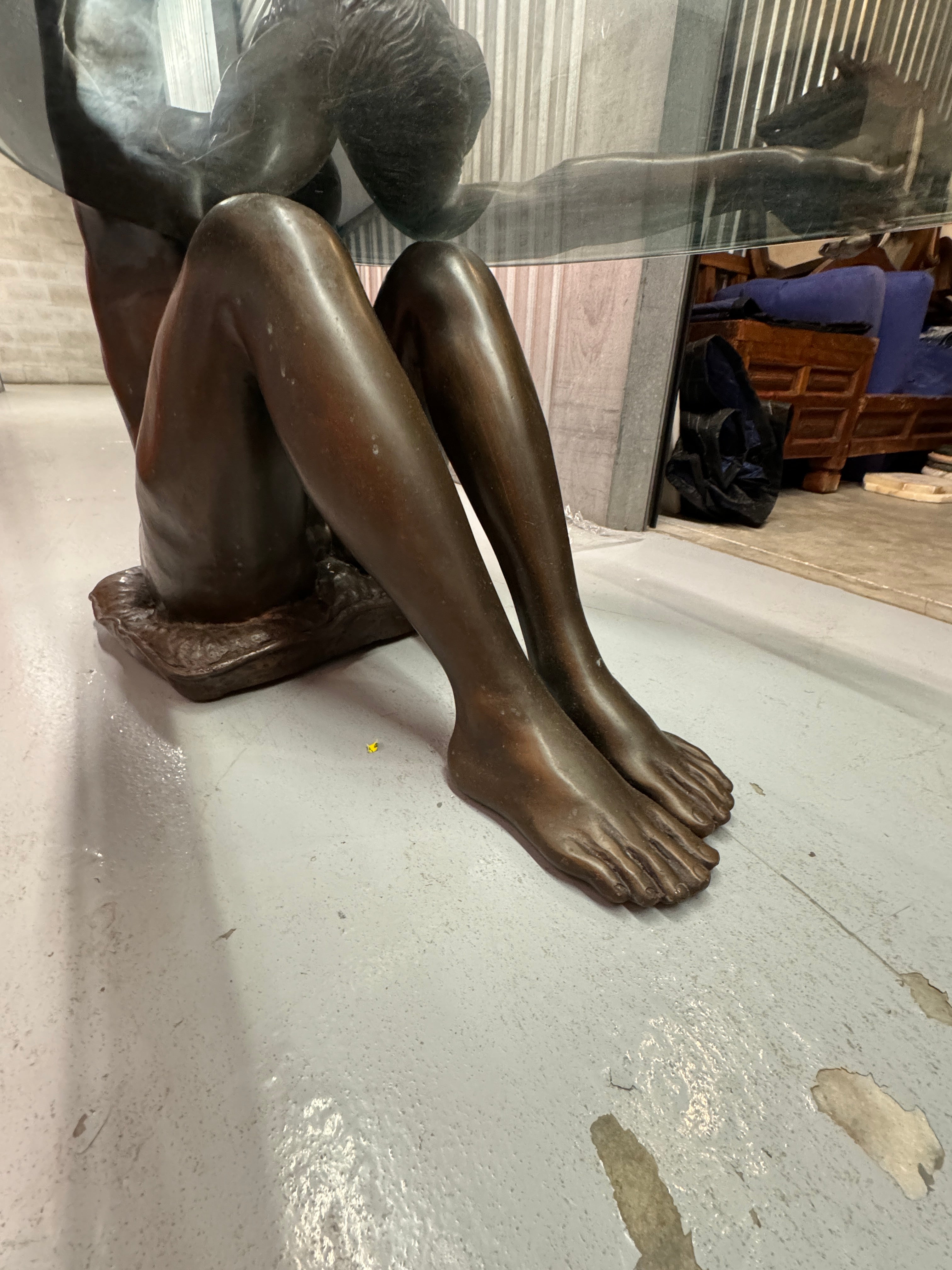 Female Life Sized Bronze Sculptural Coffee Table